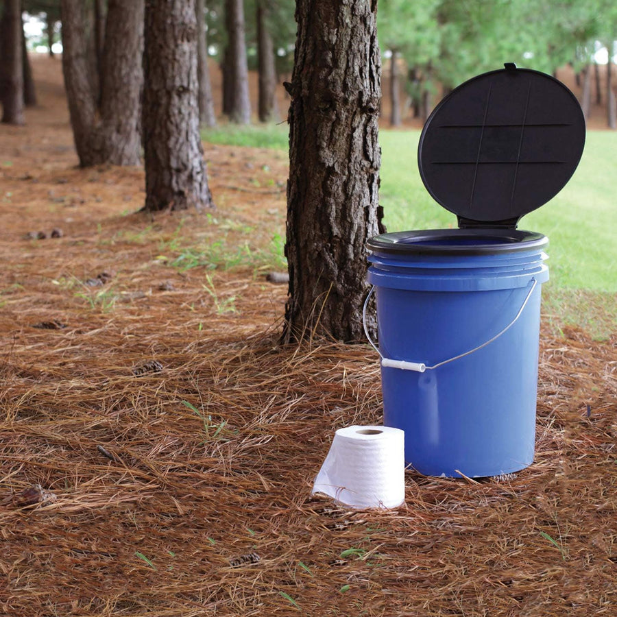 Bucket Toilet Seat with Lid Camco - Converts Standard 5 Gallon Bucket into Portable Toilet for Camping - Convenient Camping Toilet for Hunting & More - Includes 3 RV Toilet Waste Bags (41546)