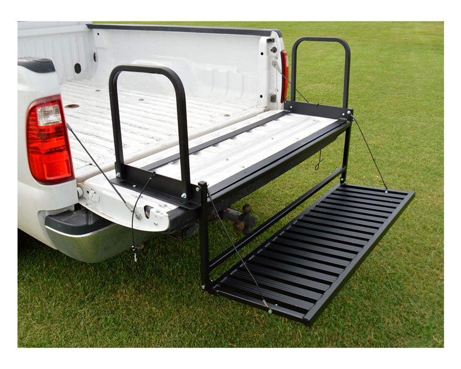 Magnum Truck N’ Buddy Great Day Tailgate Folding Step/Seat Platform for Standard Size Pickup Trucks - 400 lbs Weight Capacity - Black Powder-Coated Finish 34.5”x 35.5”x 58”, TNB3000MB
