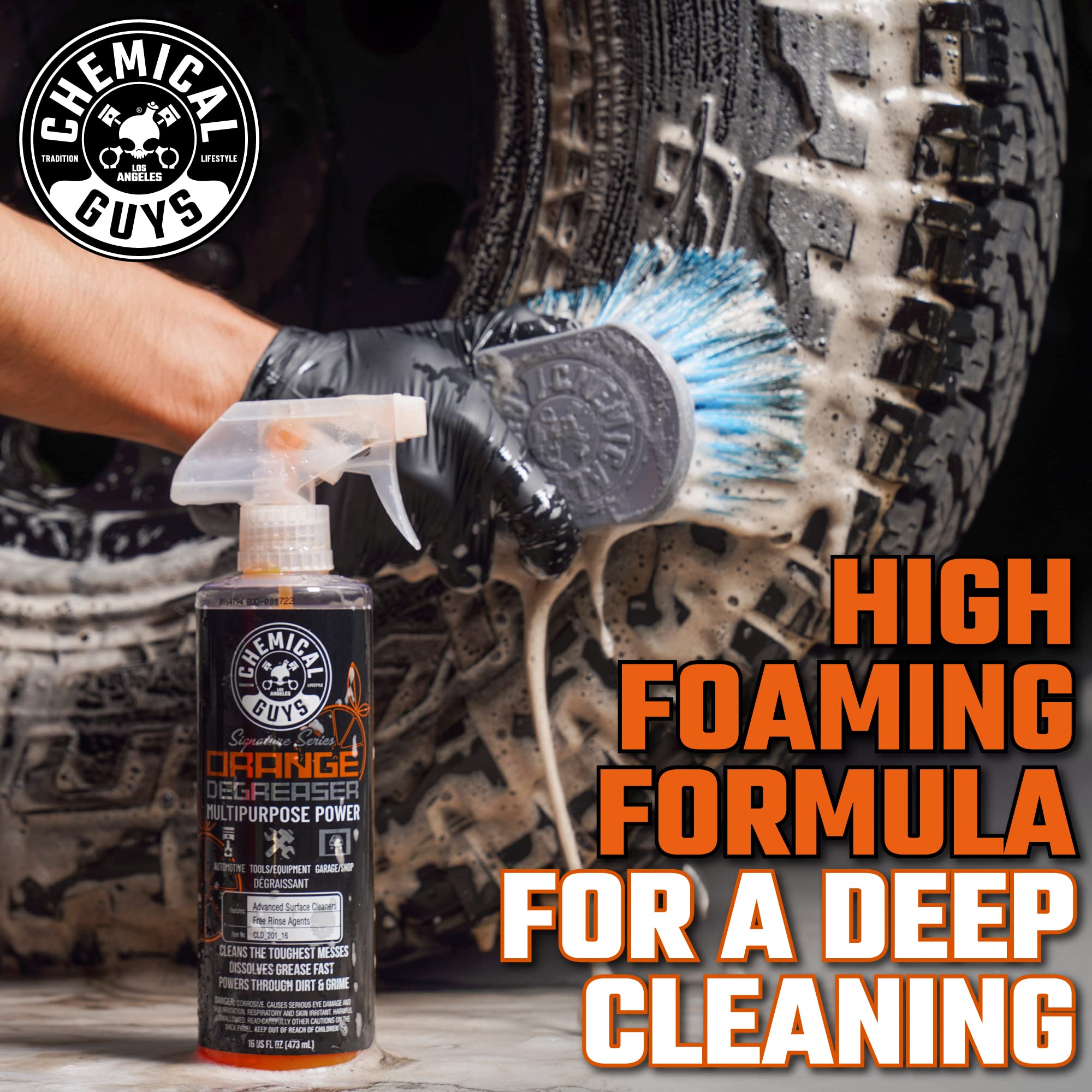 Chemical Guys Orange Signature Series Degreaser Spray - Heavy Duty All Purpose Cleaner for Engines, Tires, Undercarriages, Tools and More, Professional Strength, Breaks Down Grease, Oil & Grime, 16 oz