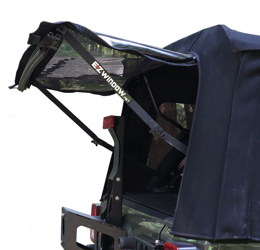 EZWINDOW Rear Window Makes Your Soft top Stay up Like a Hard top Hatch, Connects to existing Window, Drive with it up, Now Easy to use, Fits Jeep Wrangler JLU 2018-2020, 4D - Slant Top