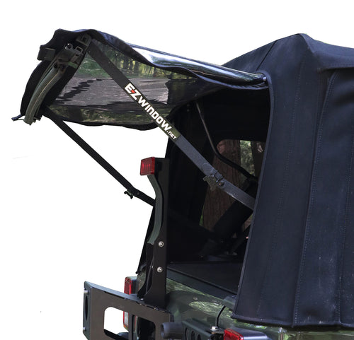 EZWINDOW Rear Window Soft top Makes Your Hatch Stay up Like a Hard top, Connects to existing Window, Drive with it up, Now Easy to use, Fits Jeep Wrangler JL 2018-2020, 2D