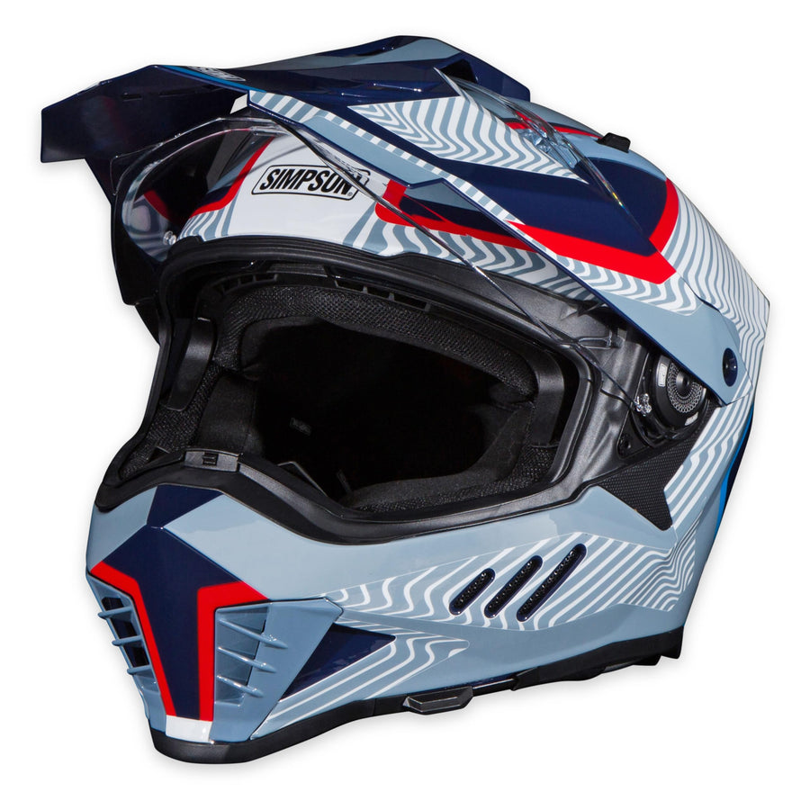 Mojave Blue Simpson Xcursion Bandit Motorcycle Helmet - Large | Off Road Dirt Bike UTV Motocross ATV | Full Face | Removable Peak | Clear Pinlock Anti-Fog Visor Shield | DOT ECE Certified (XBMUGRLG)