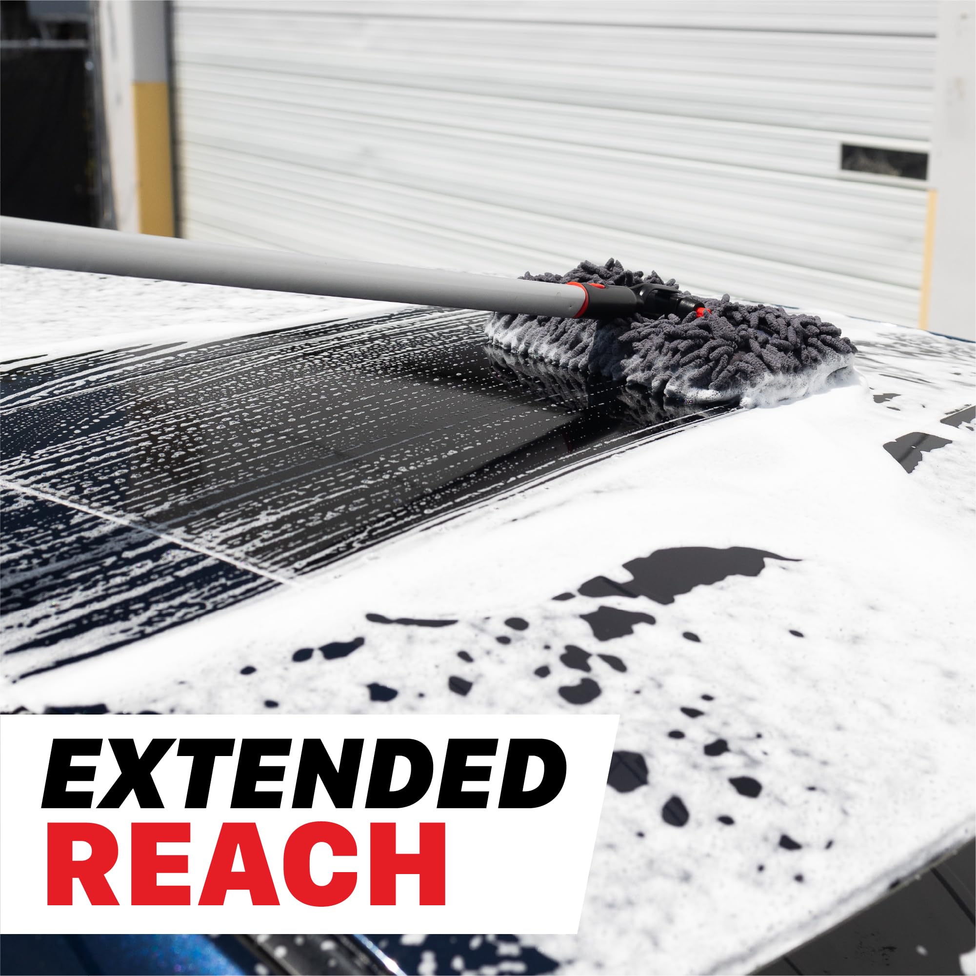 IncrediStick Maxshine Car Wash Stick | Extends to 4ft with Lightweight Aluminum Handle | Includes Microfiber & Chenille Covers | Secure Grip, Compact Design, Cleaning Tool for Cars, Trucks & RVs