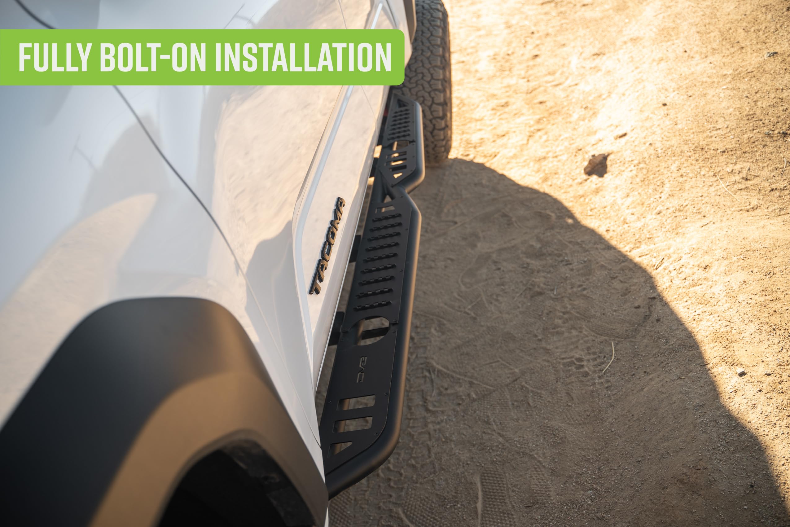OE Plus DV8 Offroad Side Steps for 2024 Toyota Tacoma Double Cab | Anti-Slip Design | Mounts to Body/Pinch Weld | Provides Protection from Light Trail Debris | Retains OEM Ground Clearance | Steel