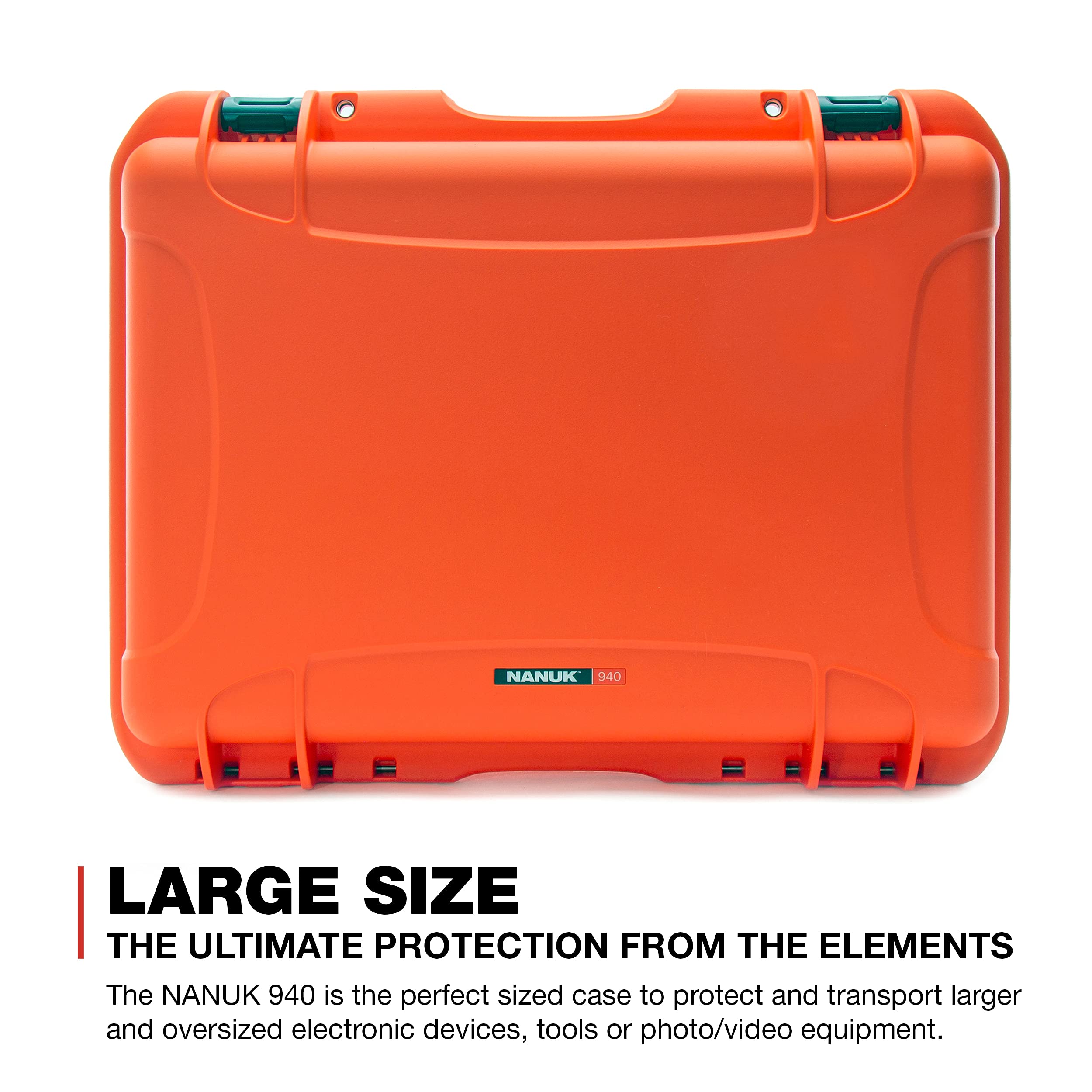 Nanuk 940 Large Series Lightweight NK-7 Resin Waterproof Protective Case with Padded Dividers, Orange