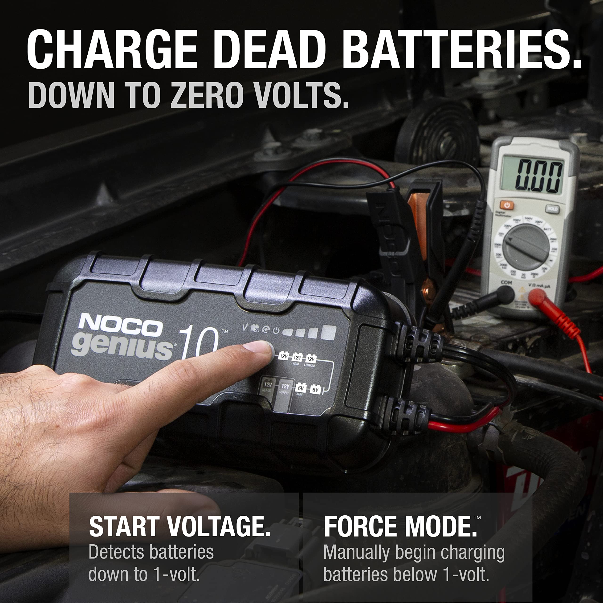 GENIUS10 NOCO: 10A 6V/12V Smart Battery Charger – Automatic Maintainer, Trickle Charger & Desulfator with Overcharge Protection & Temperature Compensation – for Lead-Acid & Lithium Batteries