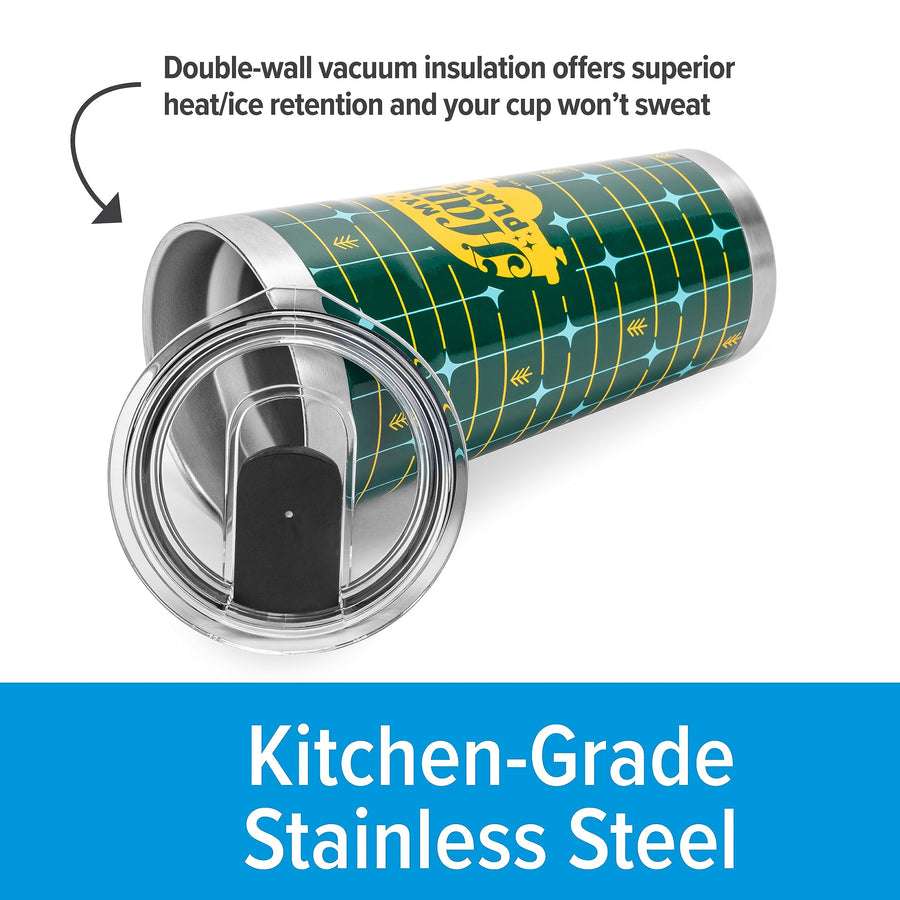Wrapped Stainless Steel Tumbler Camco Life is Better at The Campsite - Features Double Wall Vacuum Insulation for Heat/Ice Retention & Unique My Happy Place Retro Plaid Design - Holds 20 oz. (53325)