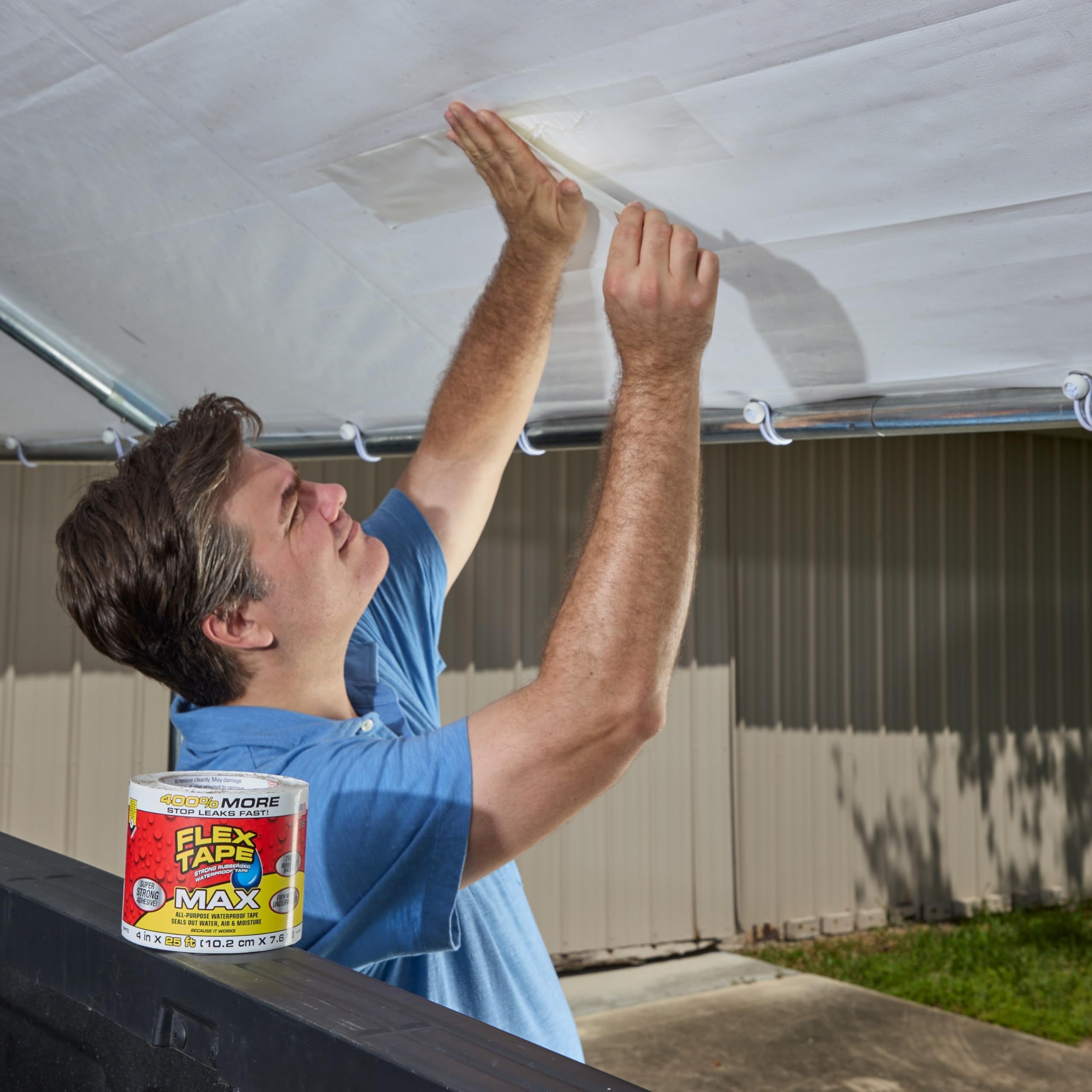 MAX Flex Tape, Original Thick Flexible Rubberized Waterproof Tape - Seal and Patch Leaks, Works Underwater, Indoor Outdoor - Home RV Roof and Pool Repairs, White, 4 in x 25 ft, Pack of 1