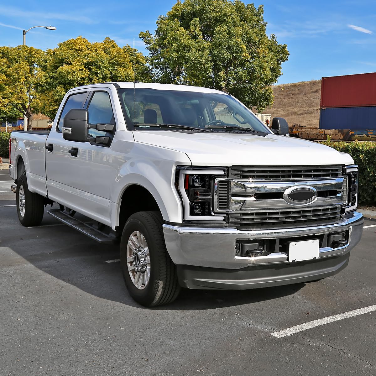 Jet Black SPEC-D TUNING Projector Headlights w/Switchback LED Turn Signal Compatible with 2017-2019 Ford F-250, F-350, F-450, F-550 Super Duty, Left + Right Pair Headlamps Assembly