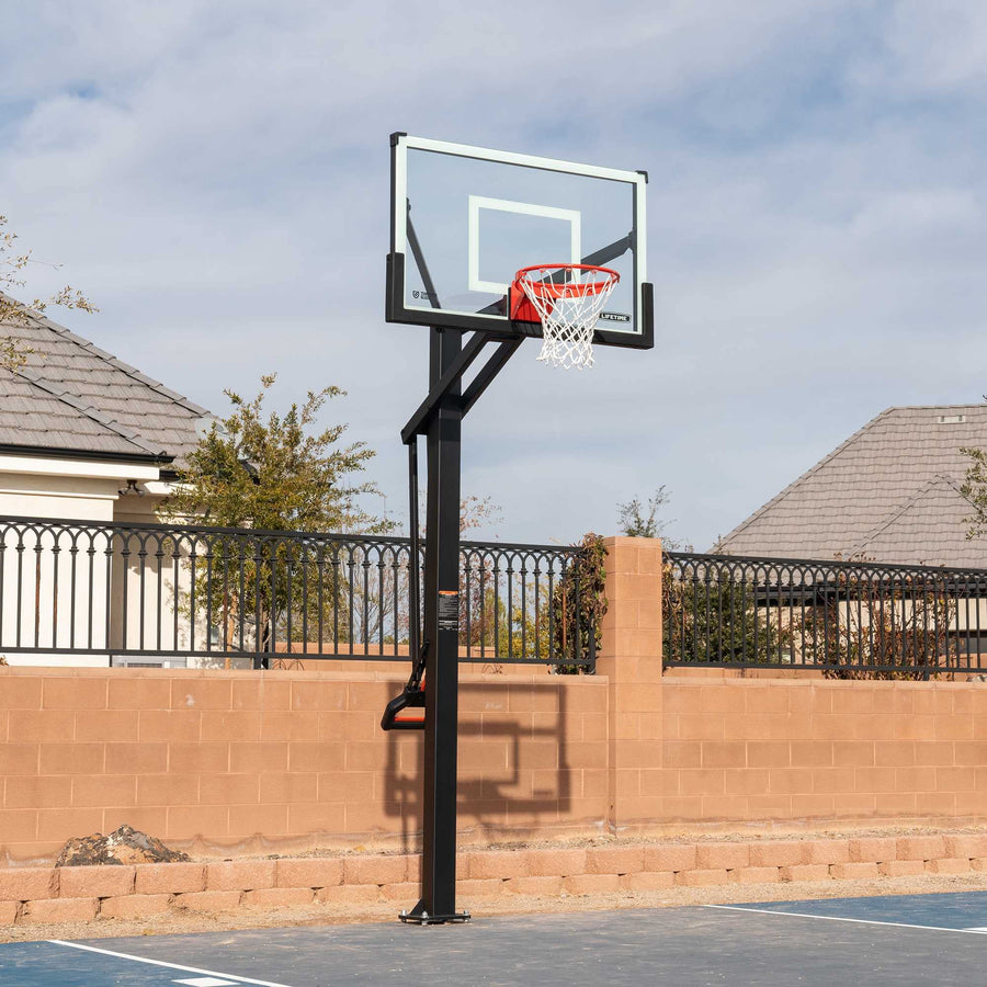 Mammoth 54" Lifetime Deluxe In-Ground Basketball Hoop, Mammoth Lift Adjustable Height, Tempered Glass Backboard Bolt Down System