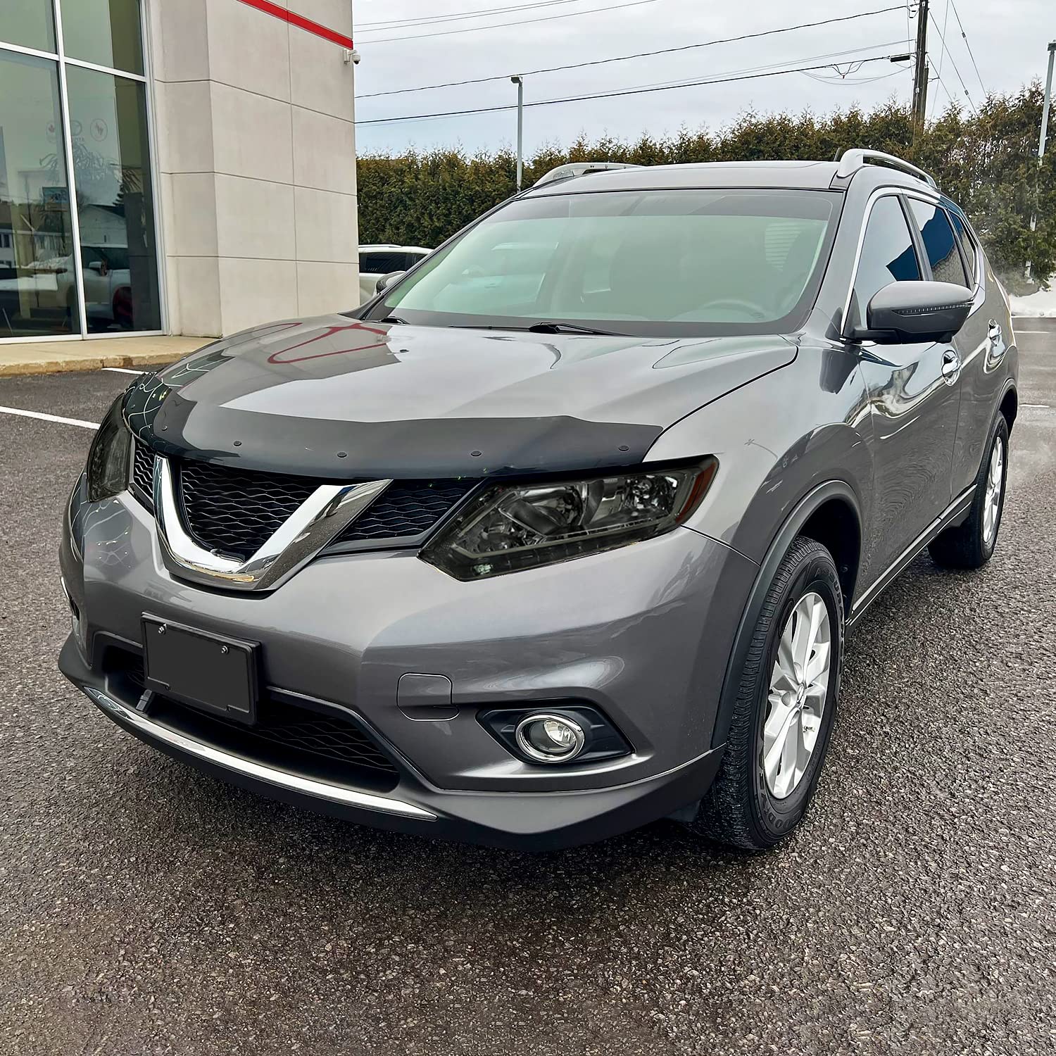 Smoke Headlights w/LED Strip SPEC-D TUNING Compatible with 2014-2016 Nissan Rogue, Left + Right Pair Headlamp Assembly