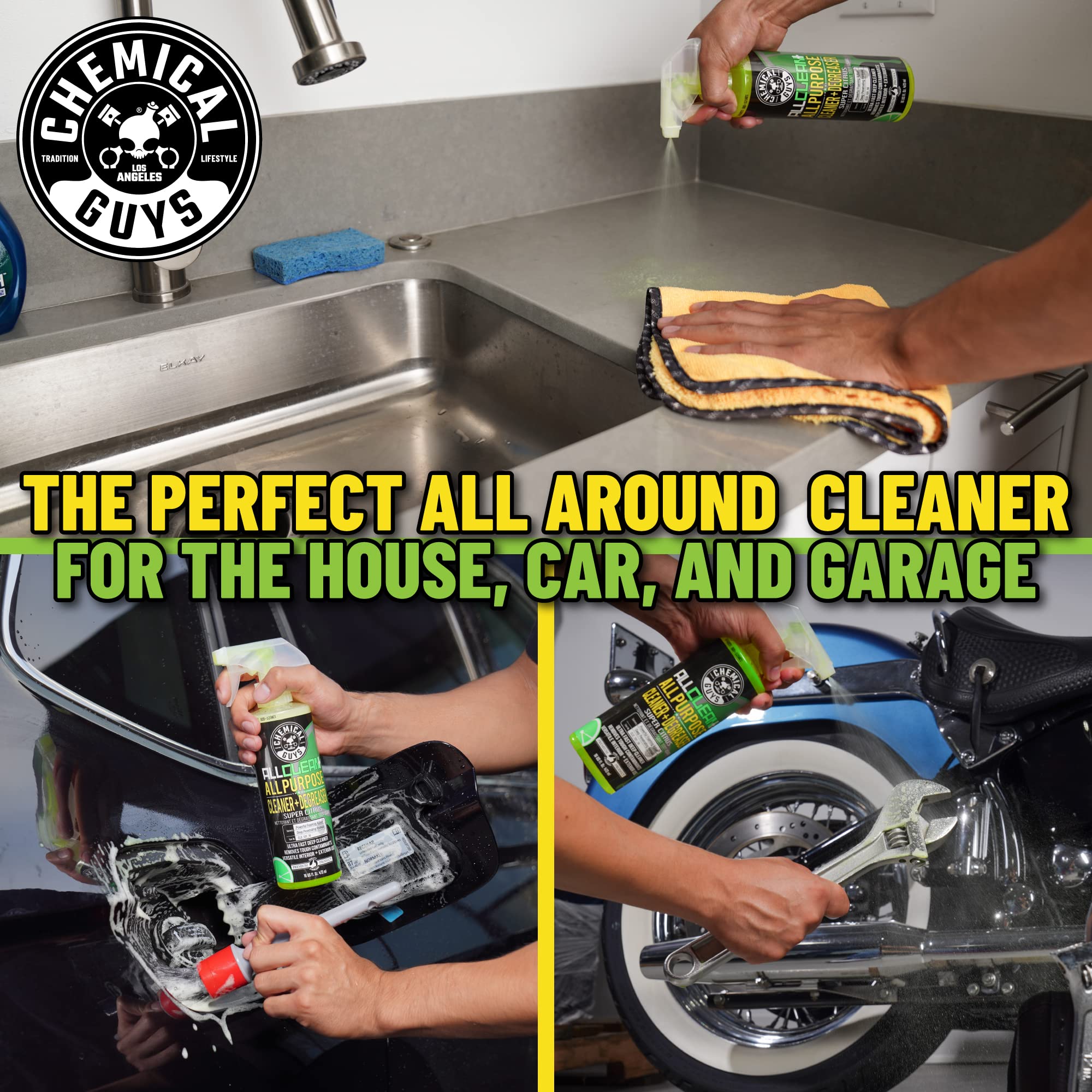 Chemical Guys All Clean+ CLD_101_16 Citrus Based All Purpose Super Cleaner, Safe for Cars, Trucks, SUVs, Motorcycles, RVs & More, 16 fl oz, Citrus Scent