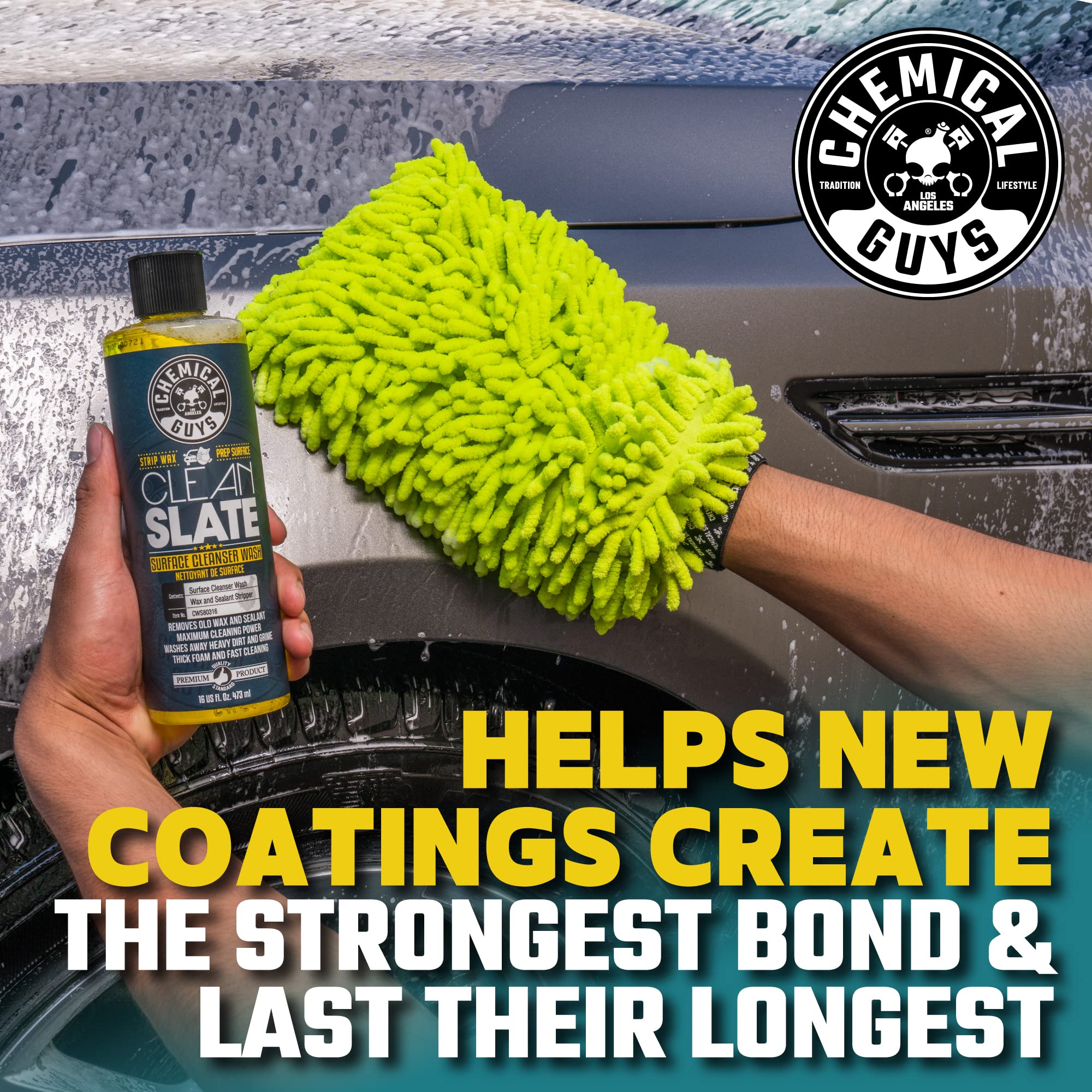 Chemical Guys Clean Slate CWS80316 Deep Surface Cleaning Car Wash Soap (Removes Old Car Waxes, Glazes & Sealants for Superior Surface Prep), 16 fl oz, Citrus Scent