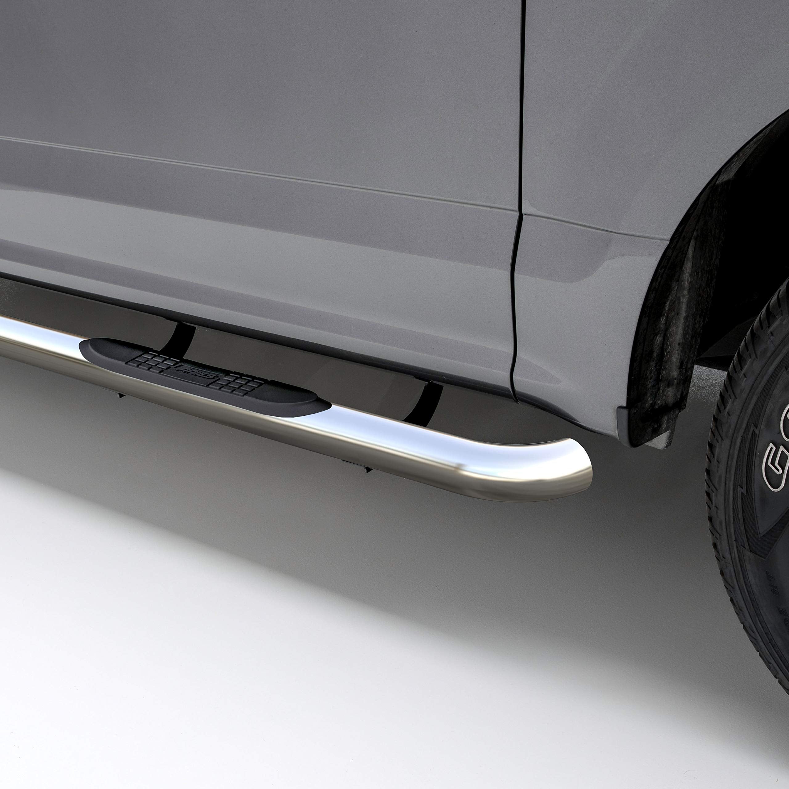 3-Inch Round Polished Stainless Steel ARIES Nerf Bars, No-Drill, Fits Select Nissan Equator, Frontier