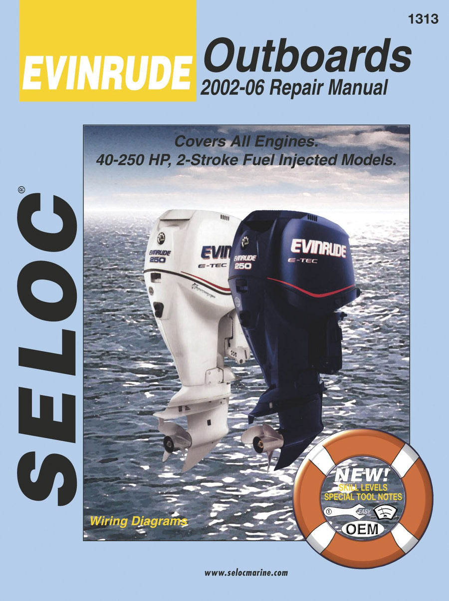 Sierra International 18-01313 Seloc Manual Evinrude Outboards Repair 2002-2014 15-300 HP 2-3 Cylinder Inline V4 & V6 2 Stroke Model with Fuel Injection