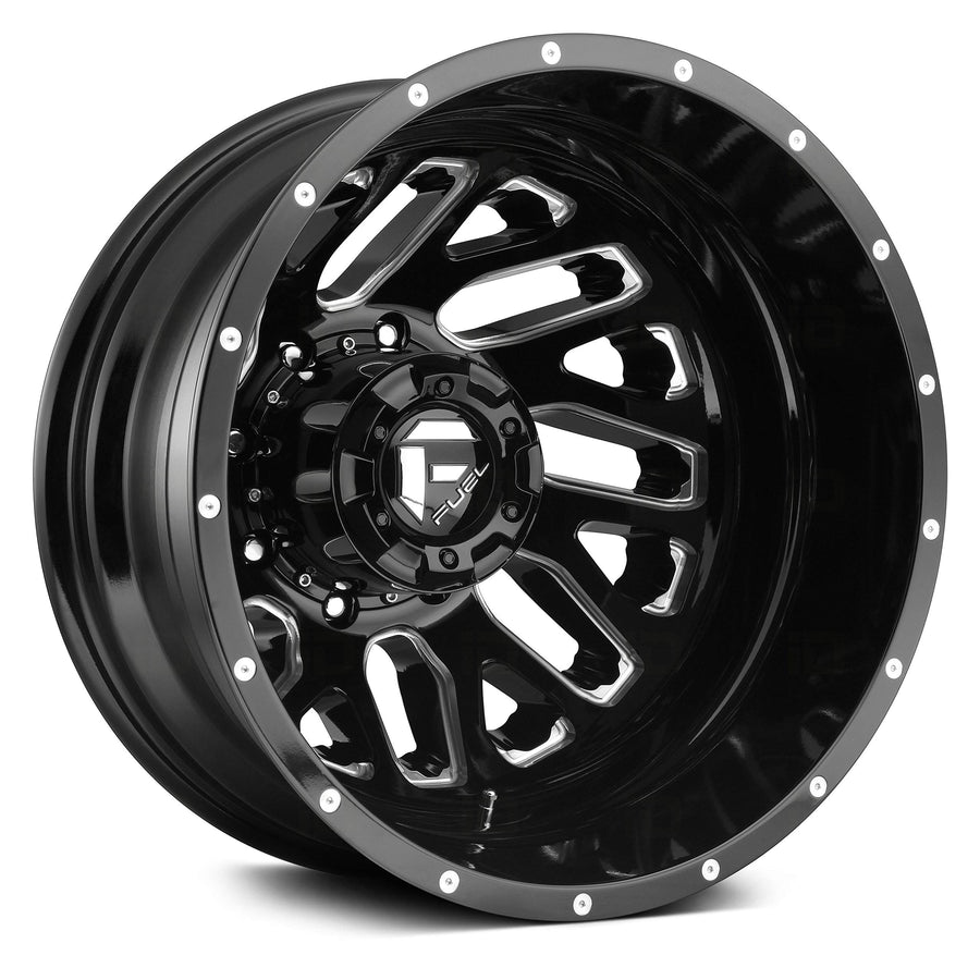 D581 Fuel Offroad Triton Dually Rear BLACK Wheel (20 x 8.25 inches /8 x 165 mm, -215 mm Offset)