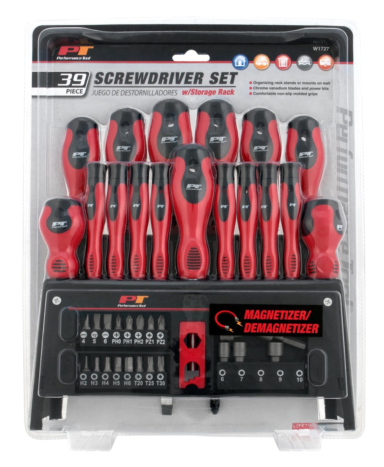 W1727 Performance Tool 39-Piece Screwdriver Set with Rack