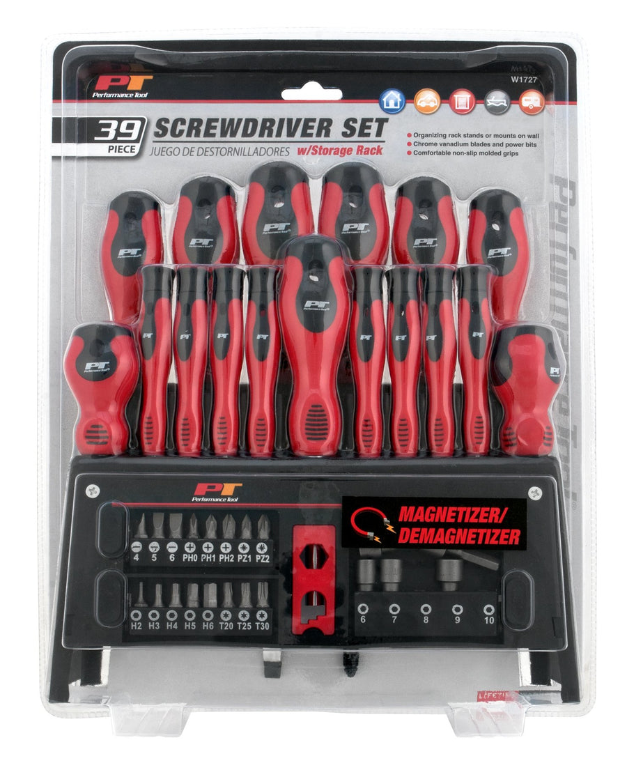 W1727 Performance Tool 39-Piece Screwdriver Set with Rack