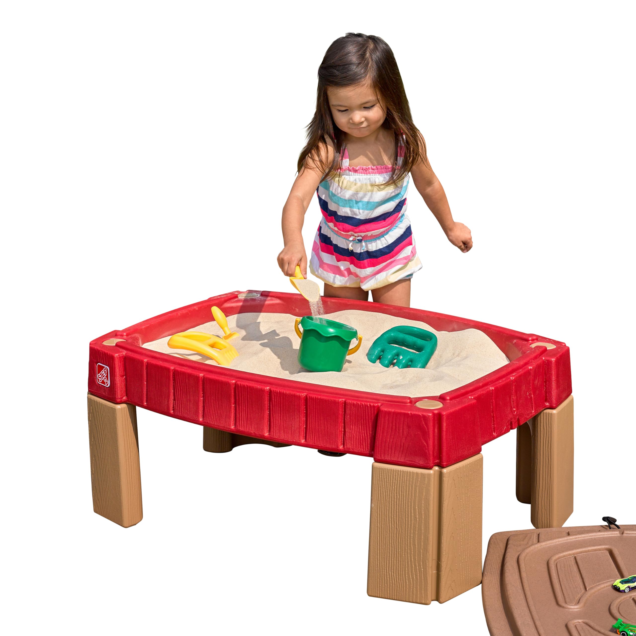 Step2 Sand Table Naturally Playful, Kids Sand Activity Sensory Table, 5 Piece Accessory Kit, Toddler Summer Outdoor Toys, 2+ Years Old