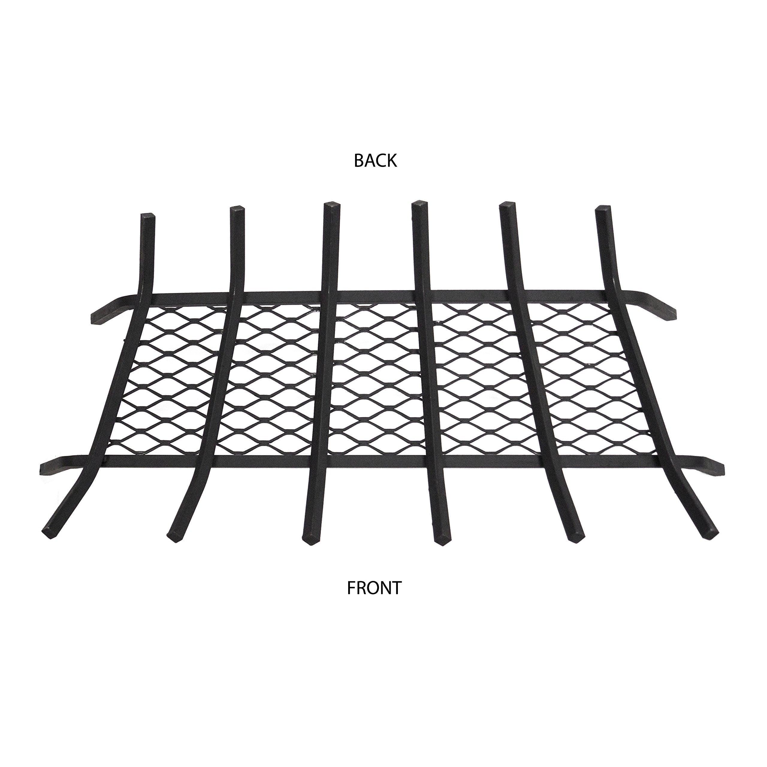 1/2" Solid Steel Fireplace Grates Pleasant Hearth With Ember Retainer, Black, 30-Inch
