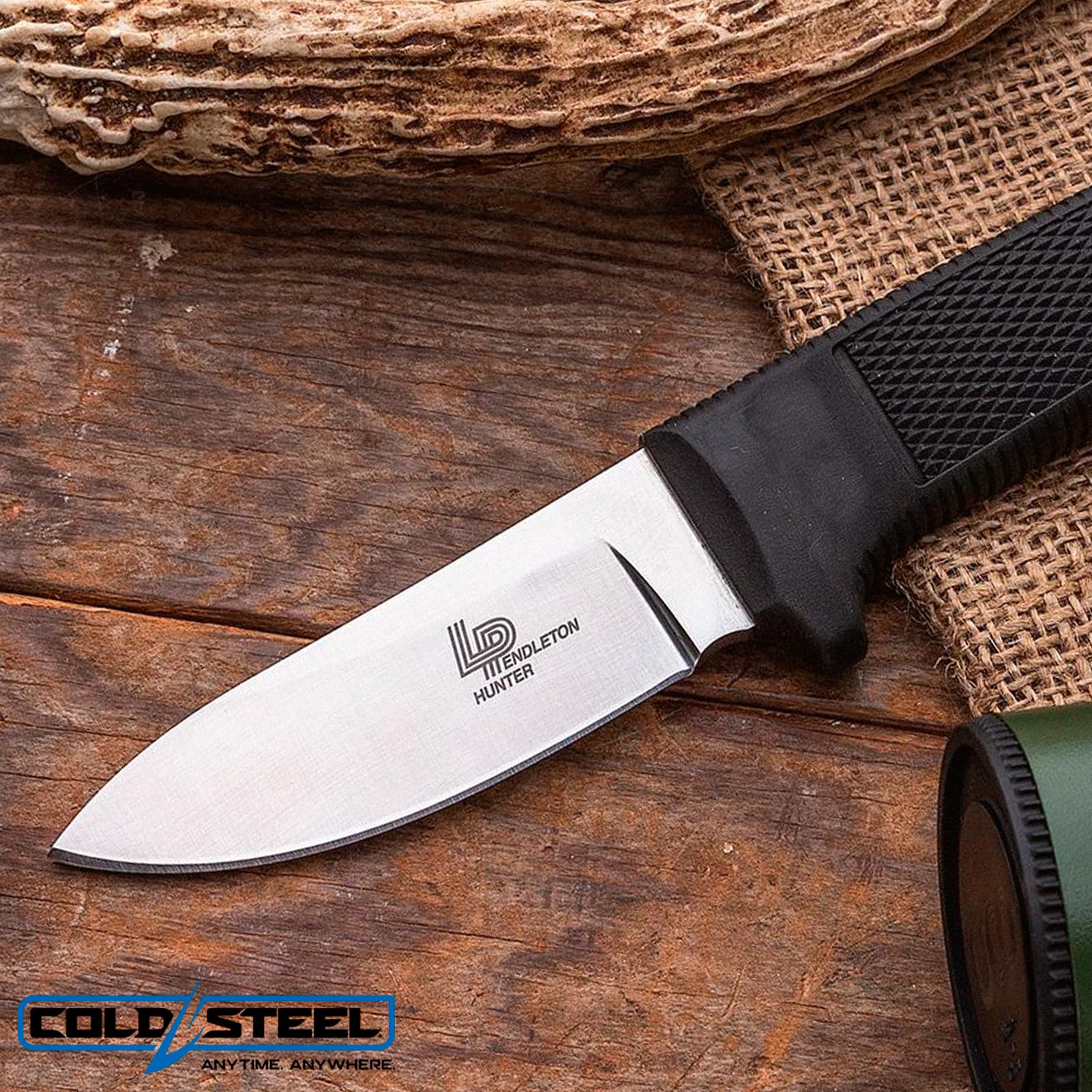 Cold Steel 3.5" Pendleton Hunter AUS 10A Stainless Steel Drop Point Fixed Blade Outdoor Camping Game Hunting Knife Ergonomic Kray-Ex Handle, Weather-Resistant Secure-Ex Sheath