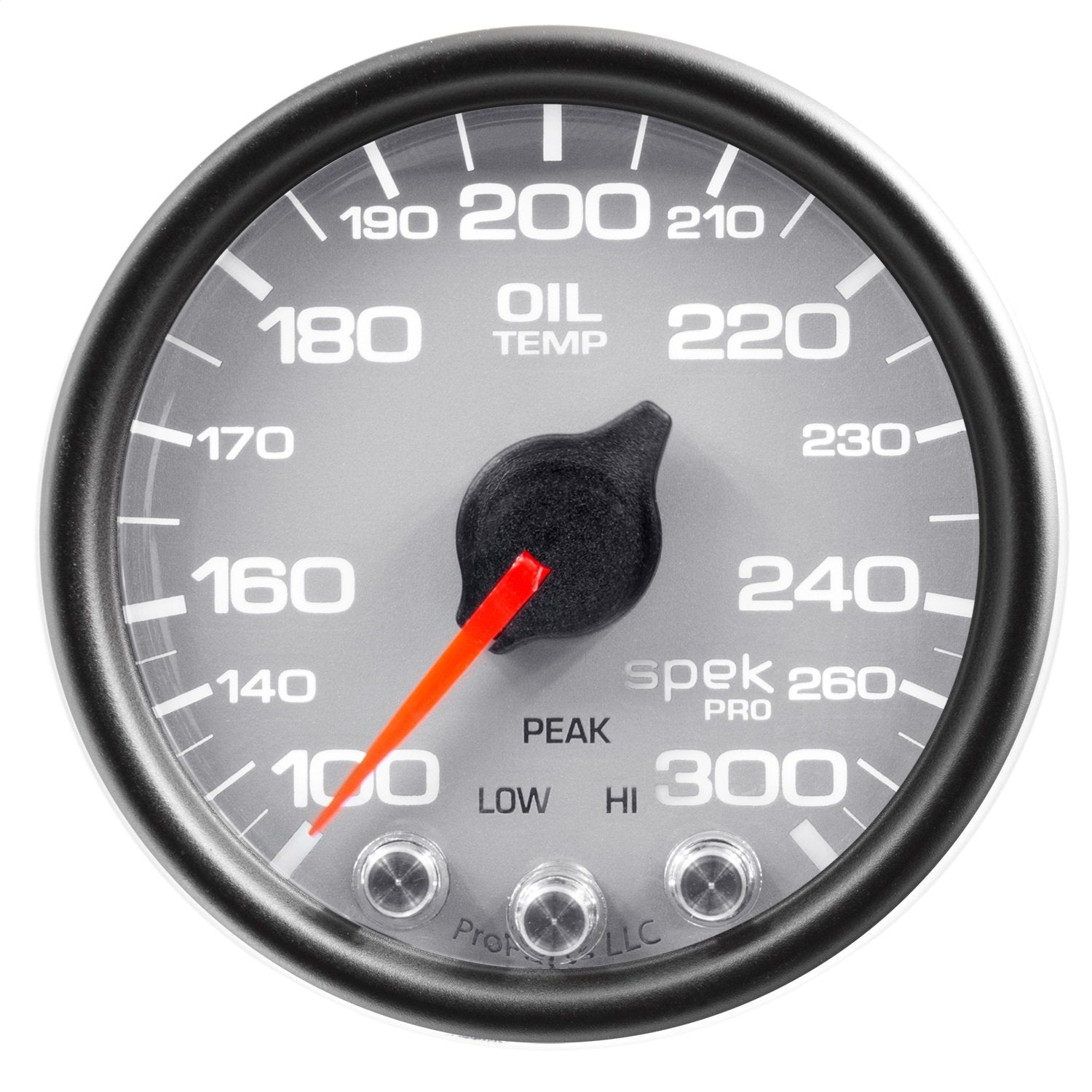 Gauge AUTO METER P32222 Oil Temp (Spek-Pro 2 1/16", 300ºf, Stepper Motorwith Peak & Warn, Slvr/Blk, Spek-Pro)