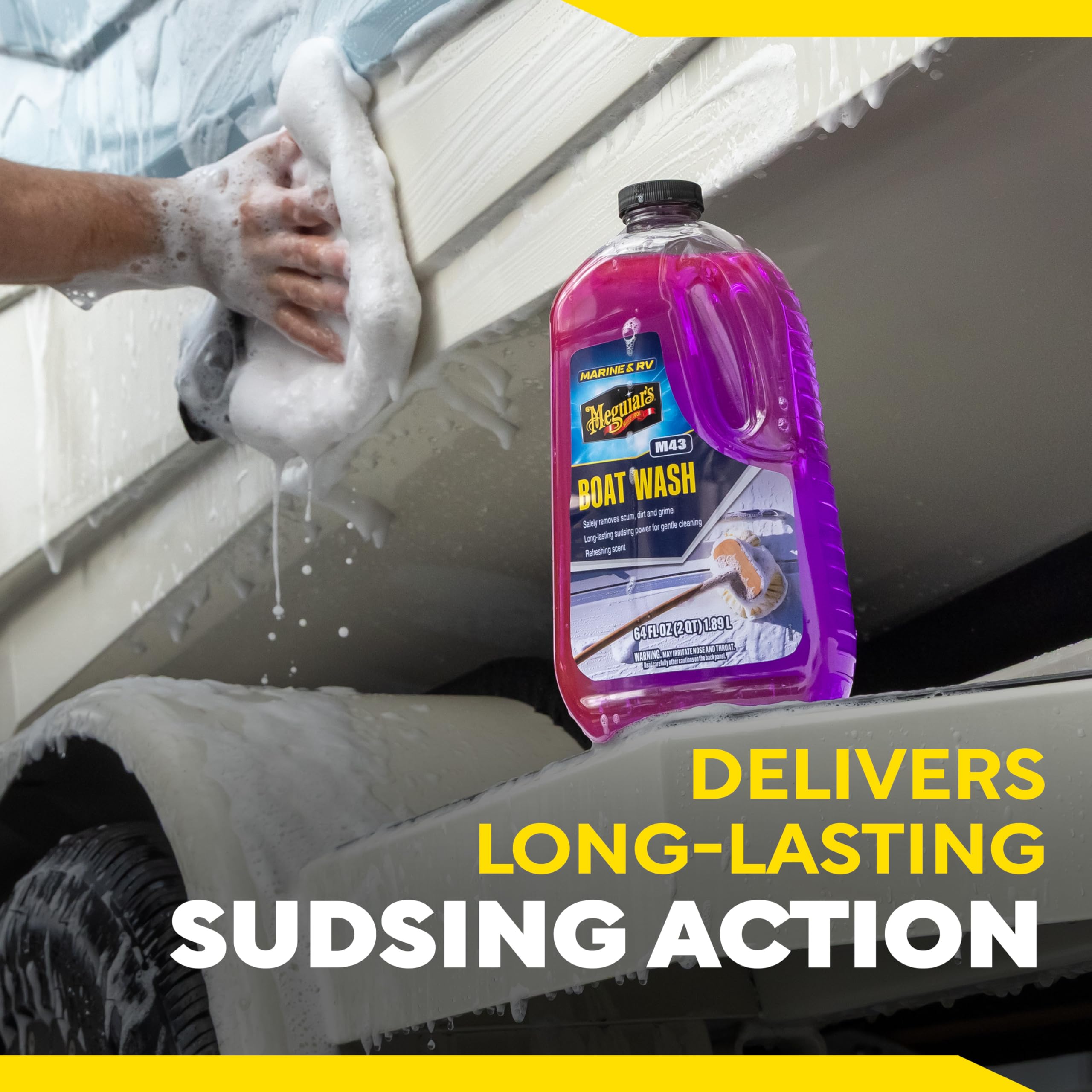 M43 Meguiar's Marine/RV Boat Wash, pH-Balanced Boat/RV Wash for Protecting Fiberglass and Gel Coat, Streak-Free Shine that Keeps Surfaces Clean and Protected, 64 Oz