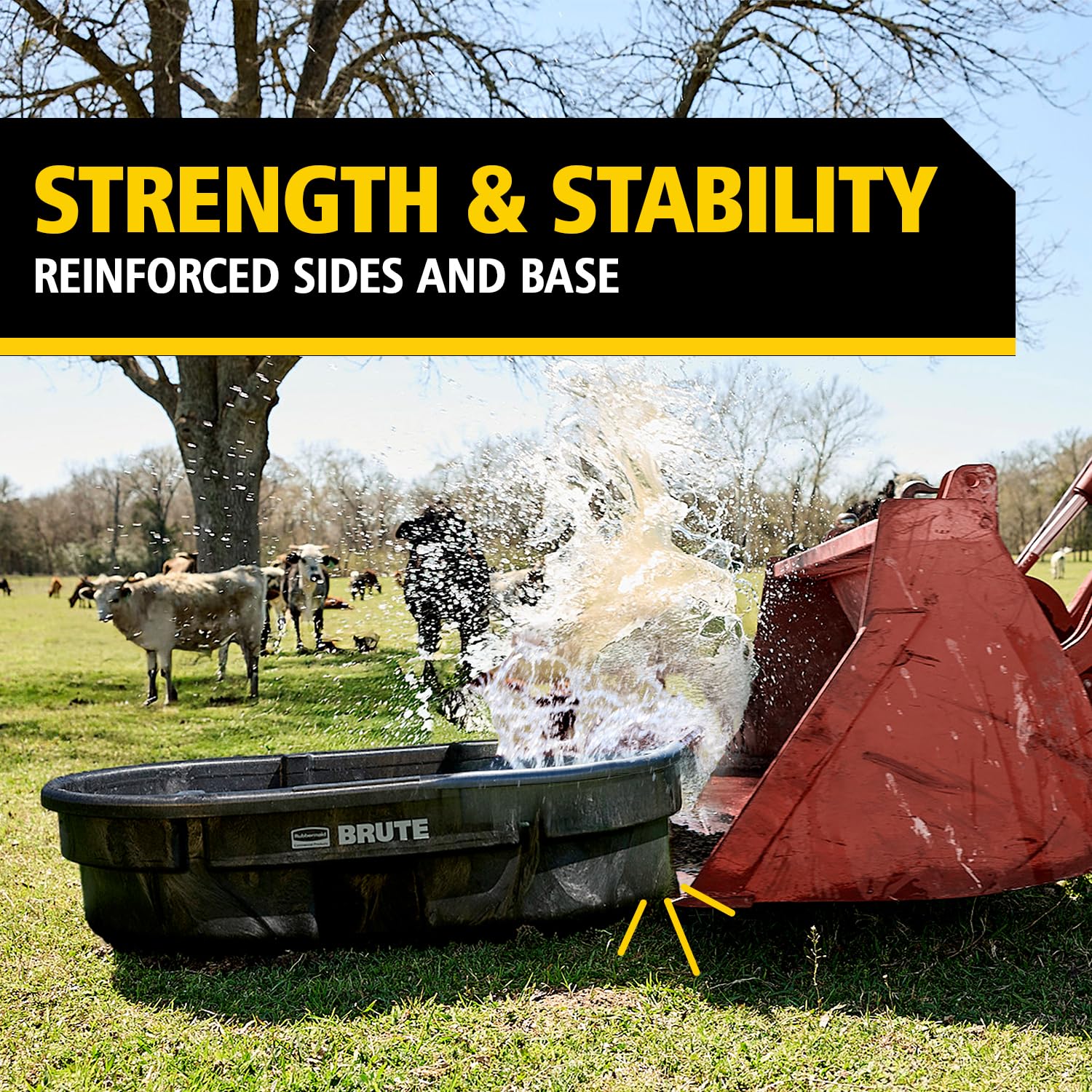Rubbermaid Commercial Products 50-Gallons Stock Tank, Structural Foam, Heavy Duty Container, for Livestock/Animal/Cattle Feed & Water, Outdoor Homemade Pool/Hot Tub/Bathtub, & Pet Cleaning/Dog Wash