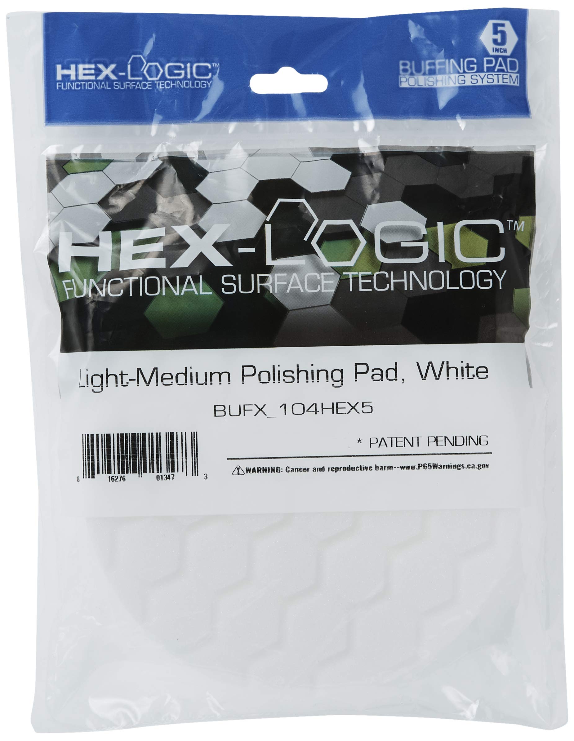 Chemical Guys Hex-Logic BUFX_104_HEX5 Light-Medium Polishing Pad, White, 5.5" Pad Made for 5" Backing Plates, 1 Pad Includeded