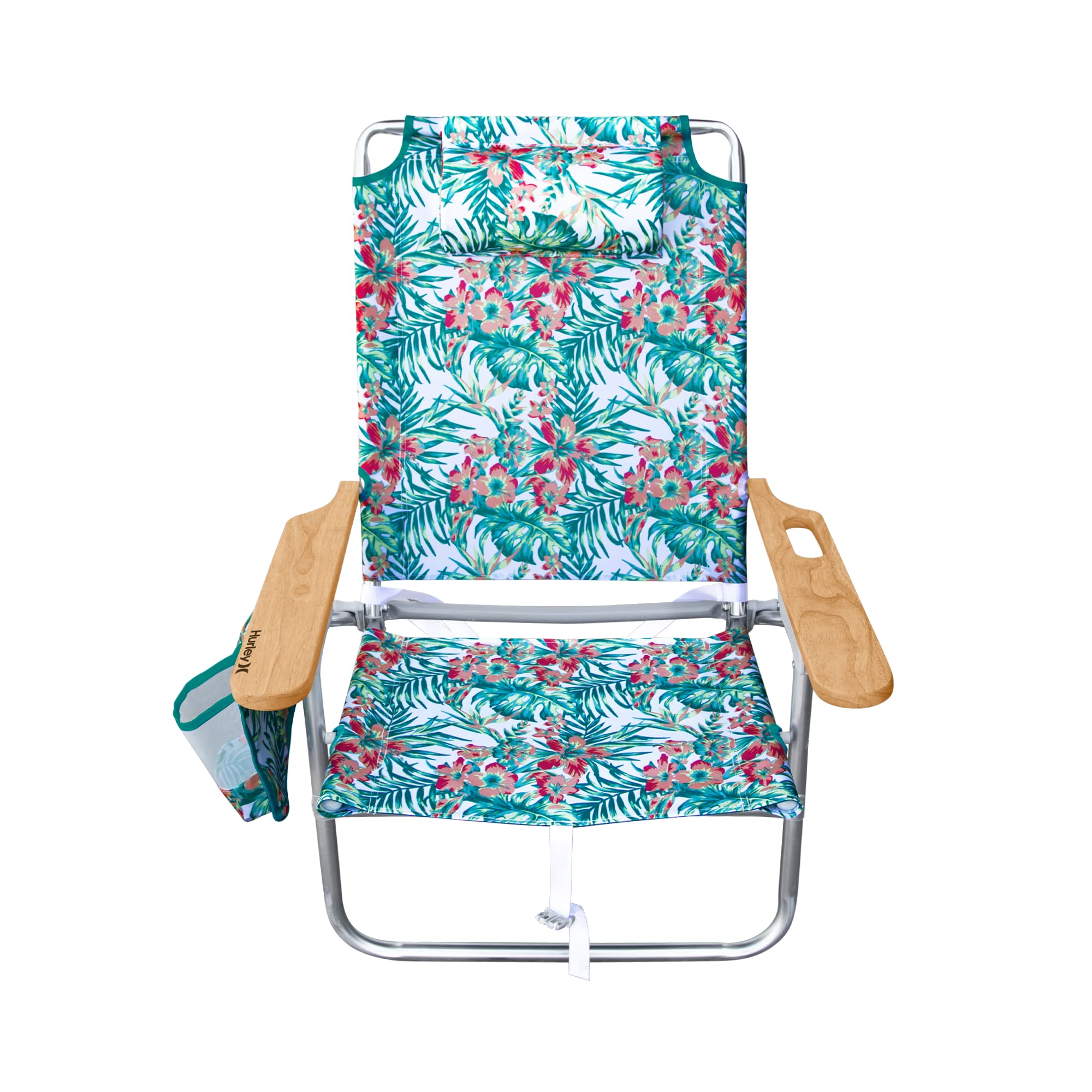 Hurley Beach Chair Mid-Height Wood Arm, One Size, Hawaiian Gardens White