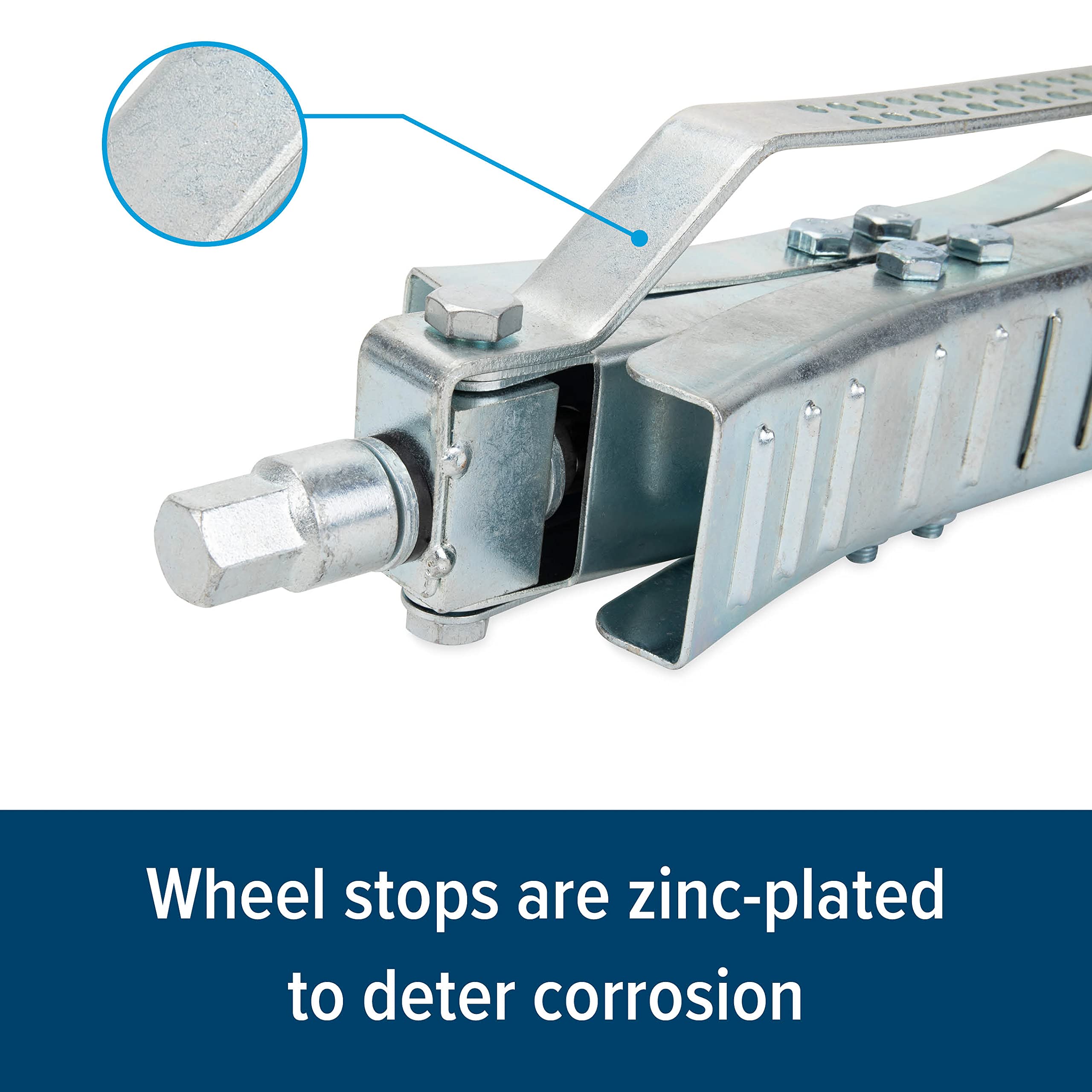 Eaz-Lift Camco 10-Inch Metal Wheel Stop with Wrench and Lock for RVs - Fit a Tire Spacing 3 to 10-inches - 2-Pack (44661)