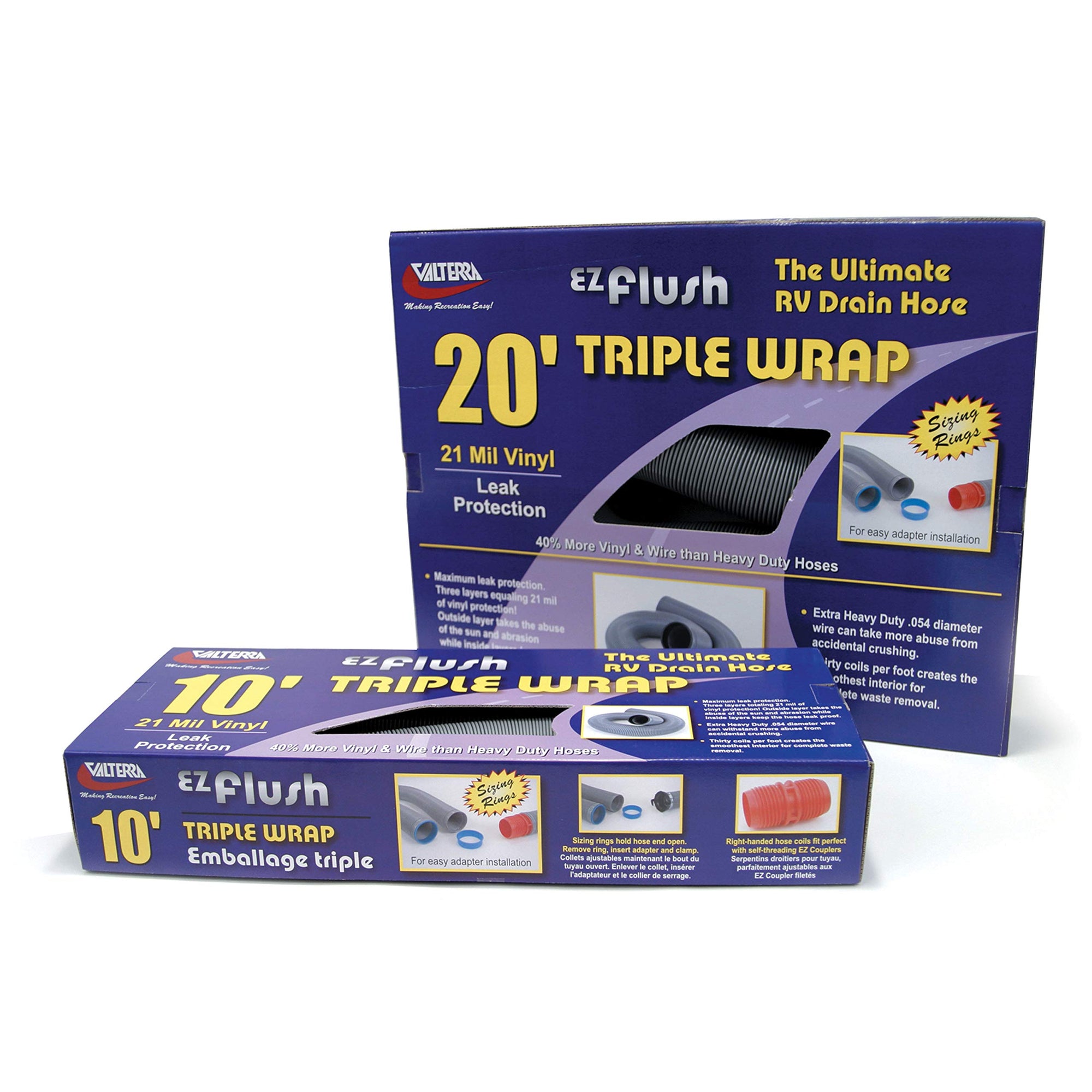 EZ Flush Valterra D04-0050 Silver 10' Triple Wrap Drain Hose