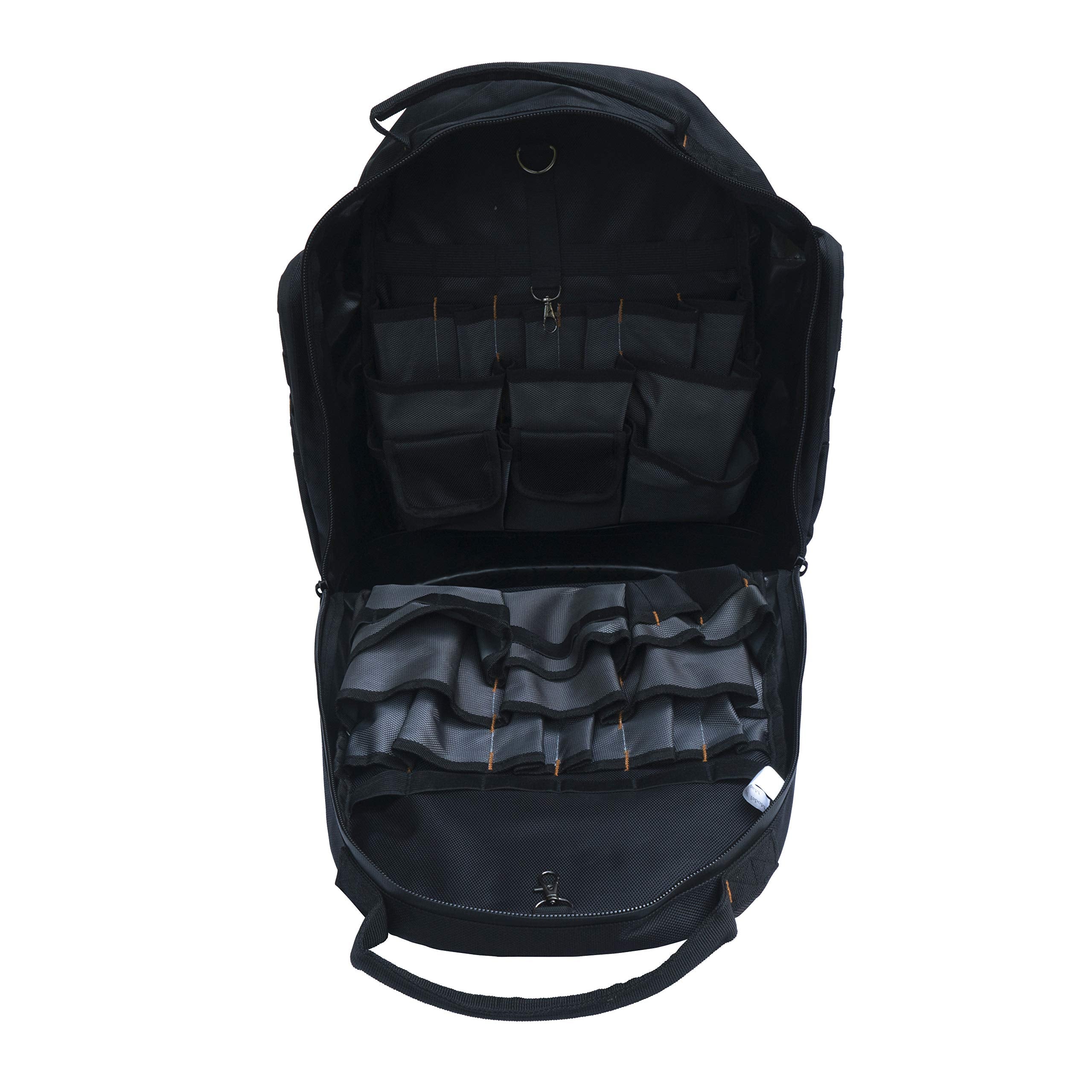 PROBAGBP Southwire Rugged Pro Tool Backpack with Heavy Duty Molded Base, Chest and Padded Shoulder Straps, 28 Pockets, 3 Zippered Pouches, 29 Tool Loops