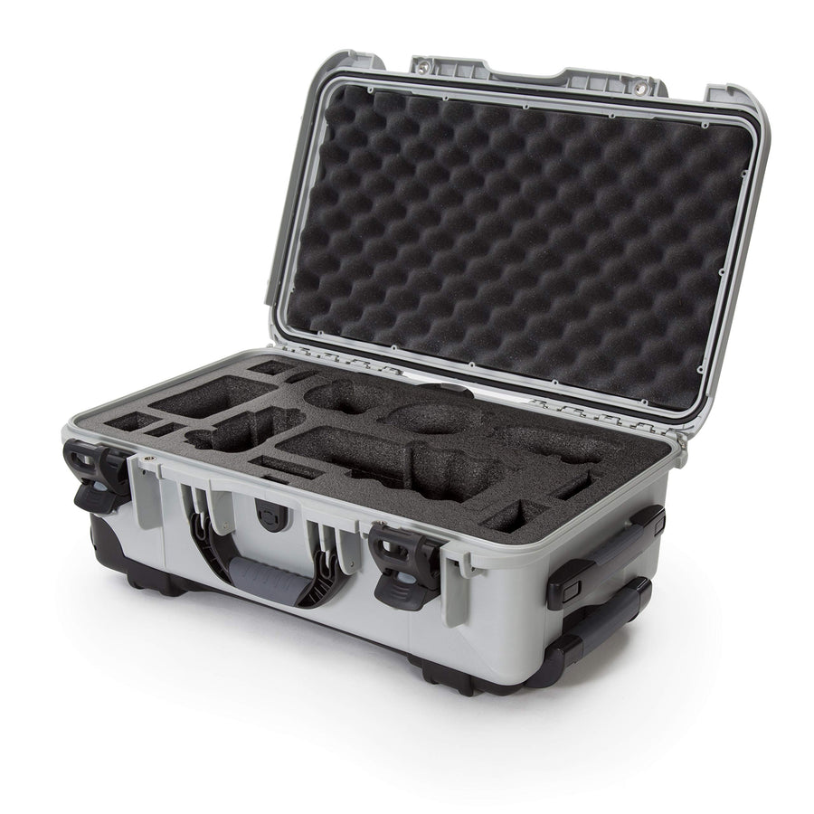 Waterproof Nanuk 935 Carry-On Hard Case with Custom Foam Insert for Sony a7R Size Camera w/Wheels - Silver