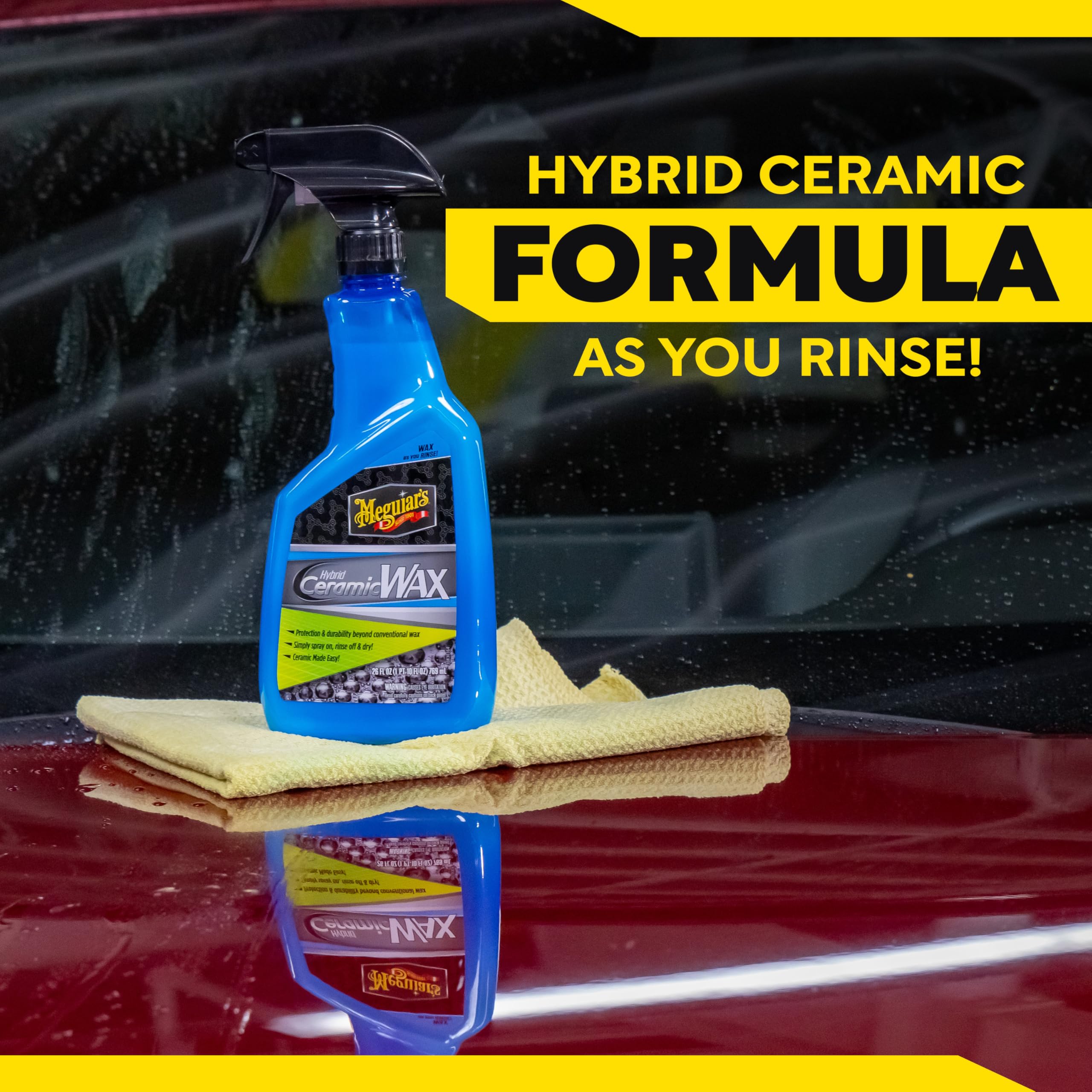 Hybrid Ceramic Wax Meguiar's, Easy-to-Use Spray Wax for Car Detailing with the Superior Protective Power of Advanced SiO2 Hybrid Barrier Technology, 26 Oz Spray Bottle