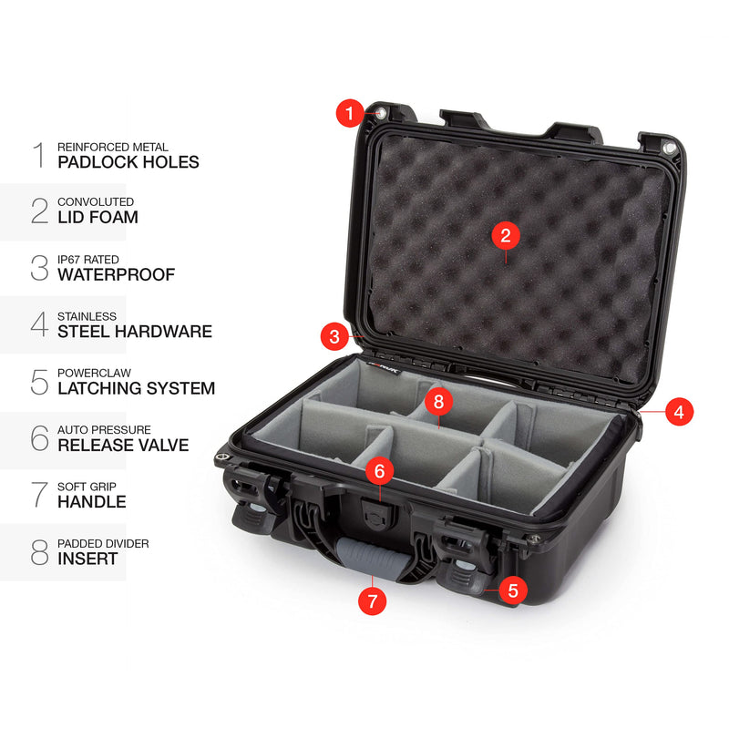 Waterproof Nanuk 915 Hard Case with Padded Dividers - Black