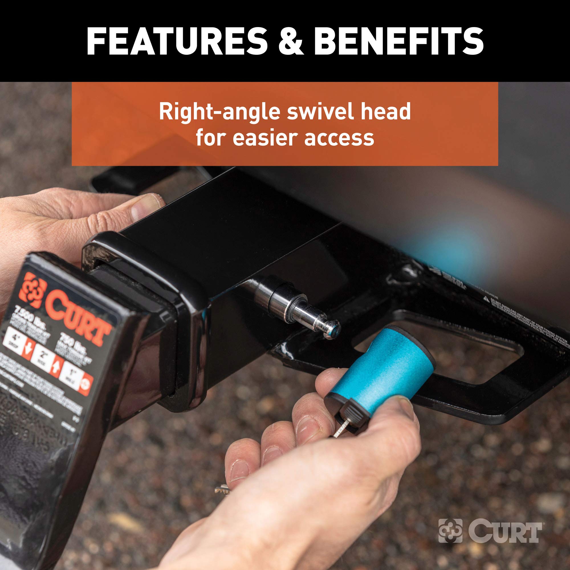 CURT Right-Angle Trailer Hitch Lock, 5/8-Inch Pin Diameter, Fits 2 or 2-1/2-Inch Receiver