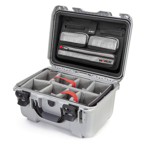 Waterproof Nanuk 918 Hard Case with Lid Organizer and Padded Divider - Silver