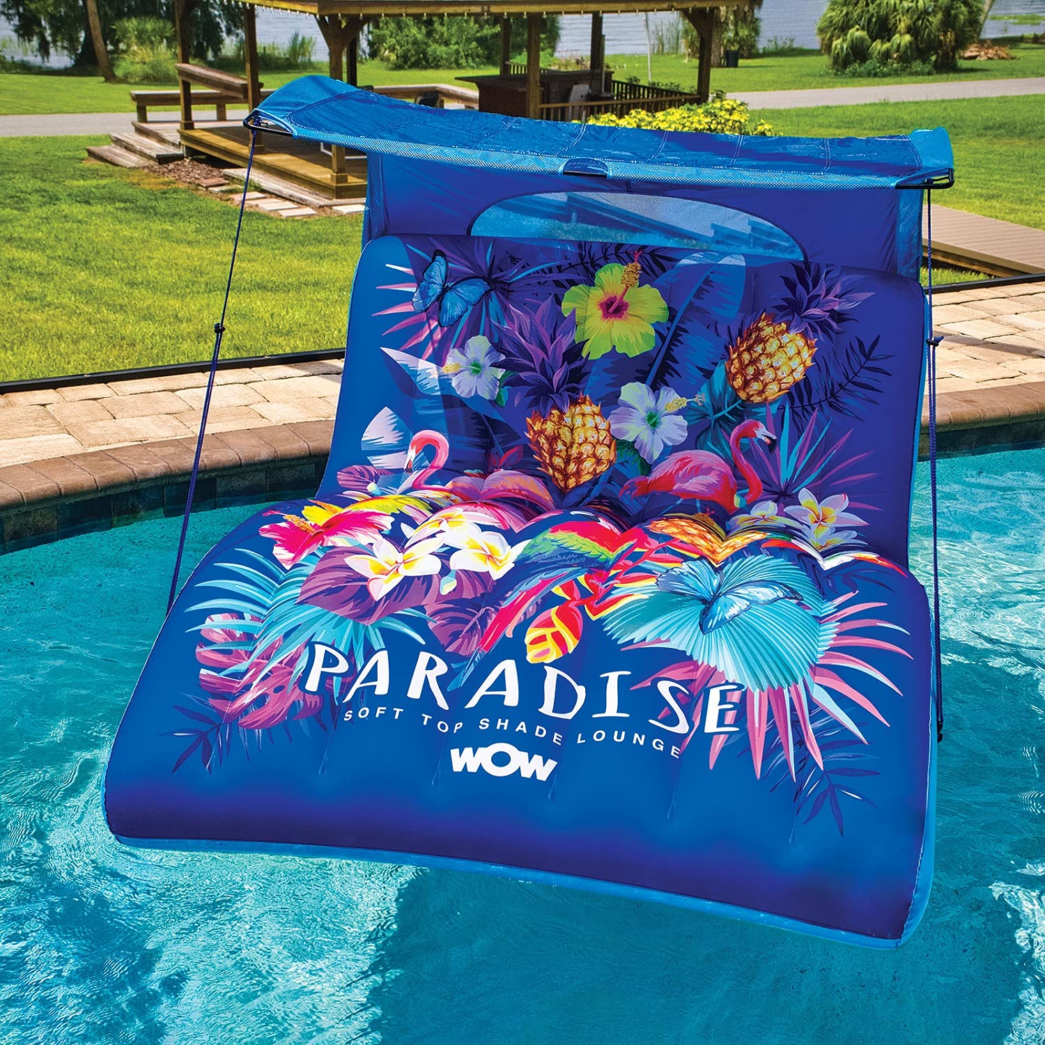 Paradise Lounger - WOW Sports - Ergonomic Floating Chair - 2 Person Pool Float With Canopy