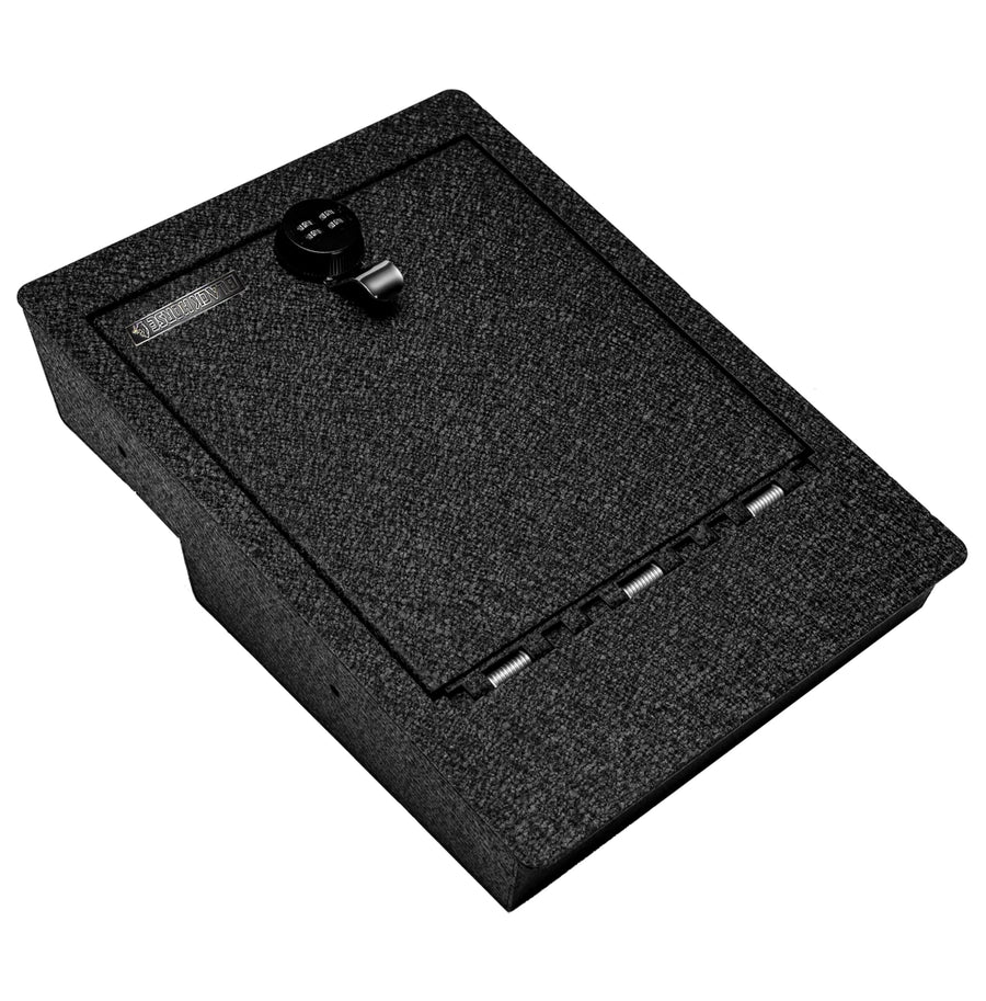Under Seat Safe Box Black Horse, Black Gun Box Organizer, with 4 Digit Combination Resettable Lock Compatible with 14-19 Silverado/Sierra 1500|15-20 Silverado-Sierra 2500HD/3500HD
