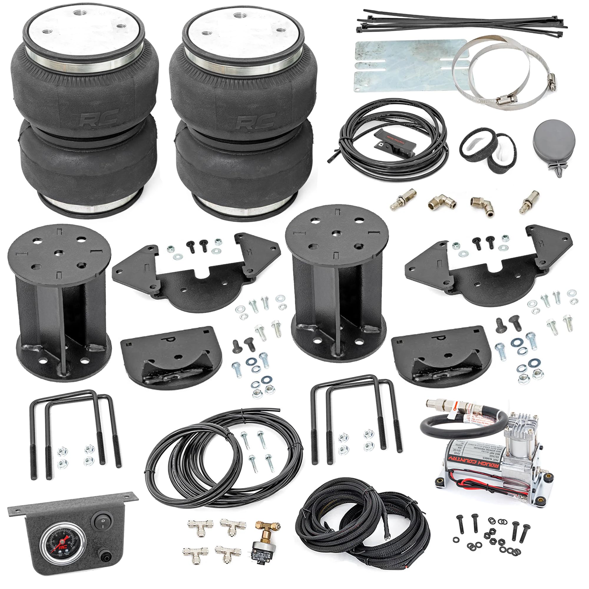 Rough Country Suspension Kit Air Bags with Compressor for Chevy Silverado & GMC Sierra 1500 (2019-2026) - Airbags for Trucks w/ 4-6" Lift
