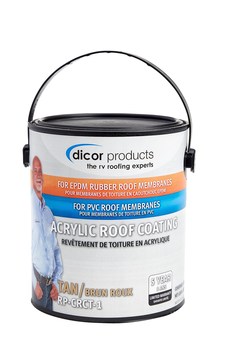 Dicor EPDM Roof RP-CRCT-1 Acrylic Coating - 1 Gallon - Tan - Long-Lasting and Durable