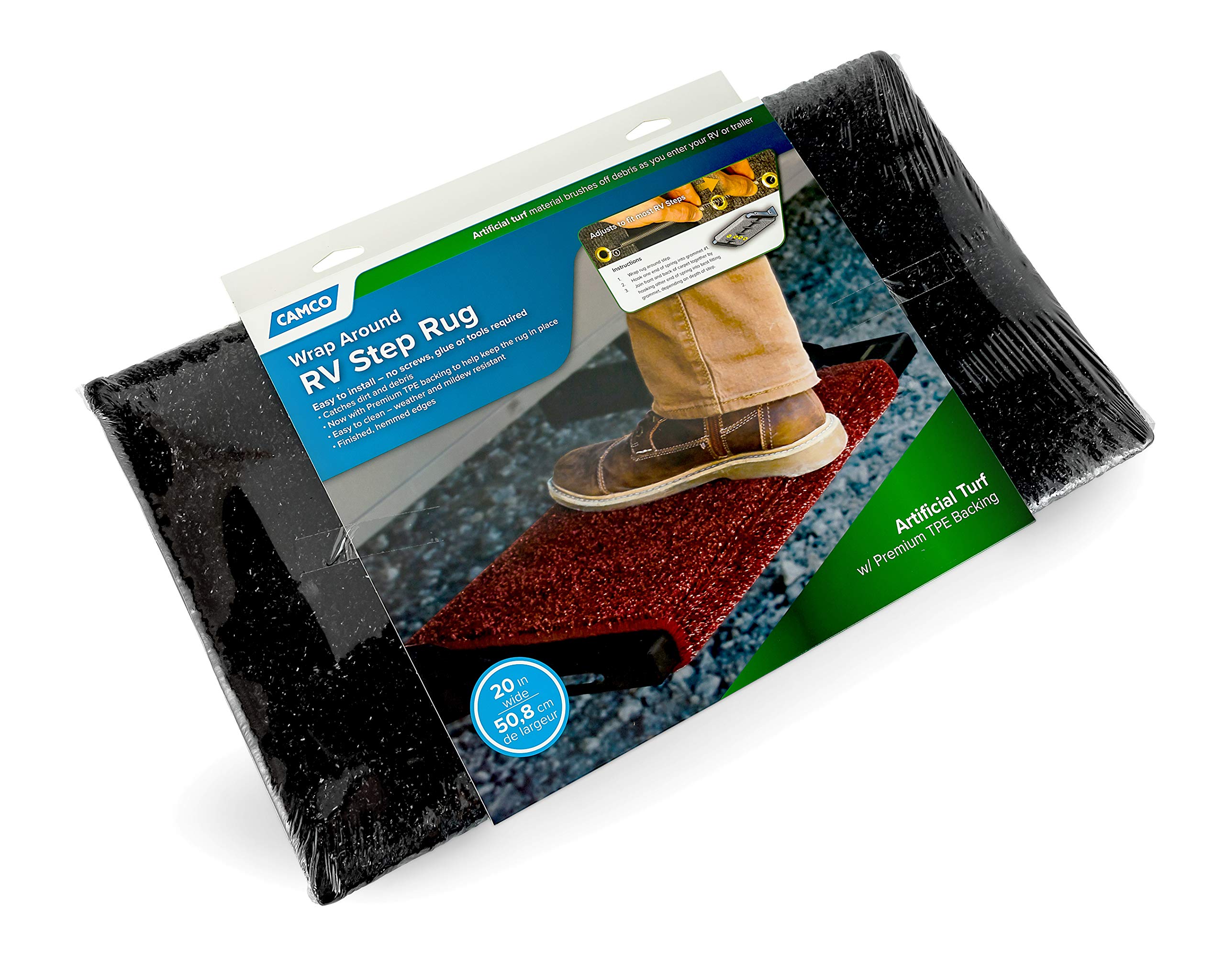 RV Camco Wrap Around Rug | Turf Material Dries Quickly | Easy Install | (42936)
