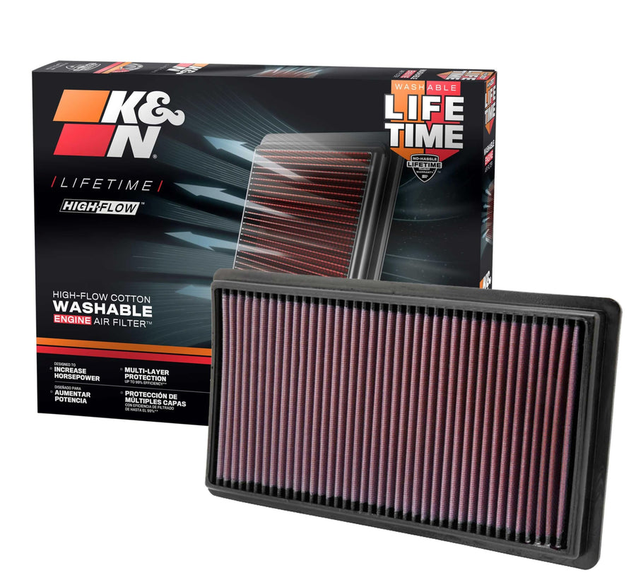 High-Flow K&N Original Lifetime Engine Air Filter: Increase Power: Premium, Washable: Compatible with Ford/Lincoln/Mazda: (See Product Description for Select Models) 33-2395