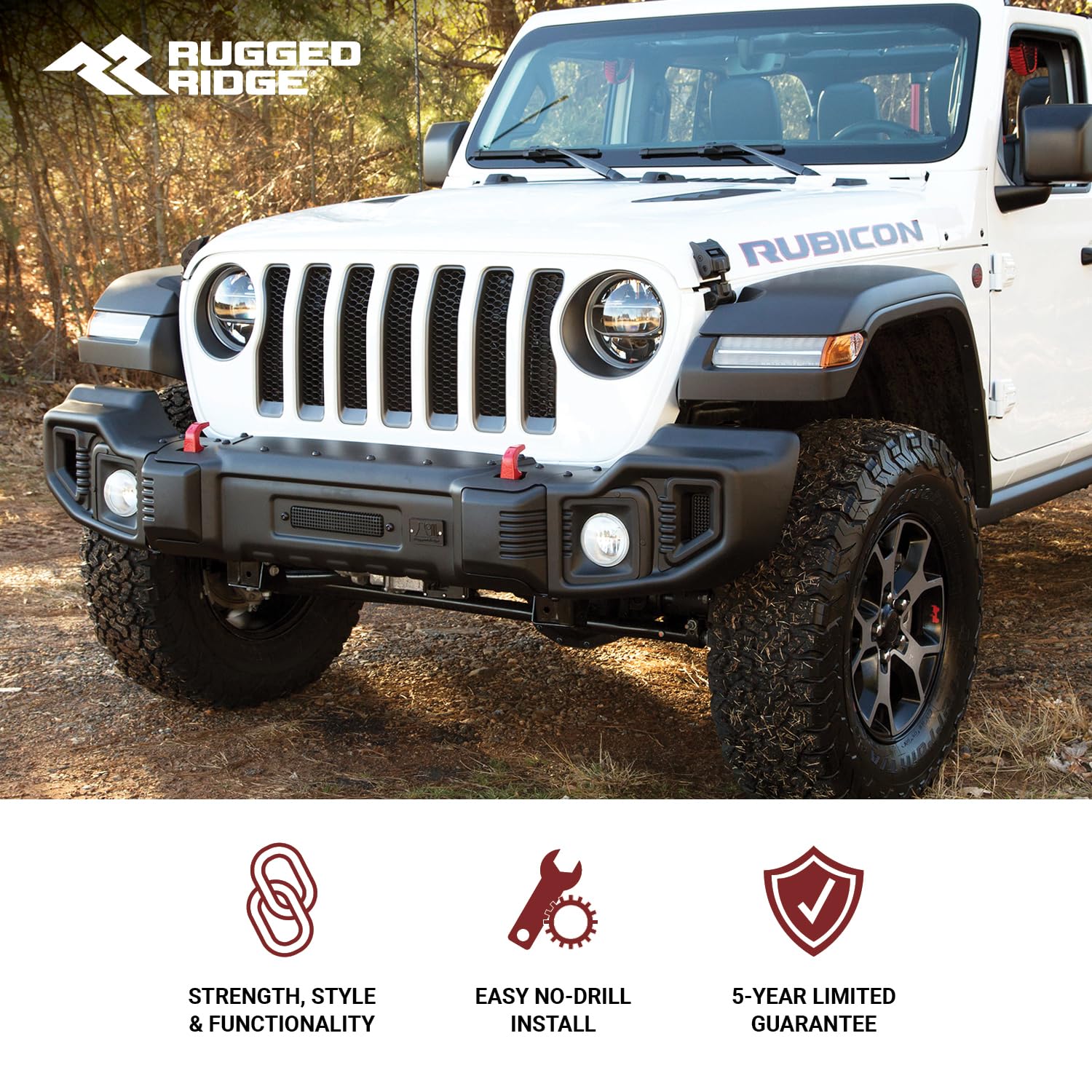 Spartacus Rugged Ridge Bumper, Front | Full-Width, Steel, Satin Black | 11544.01 | Fits 2007-2018 Jeep Wrangler Jk
