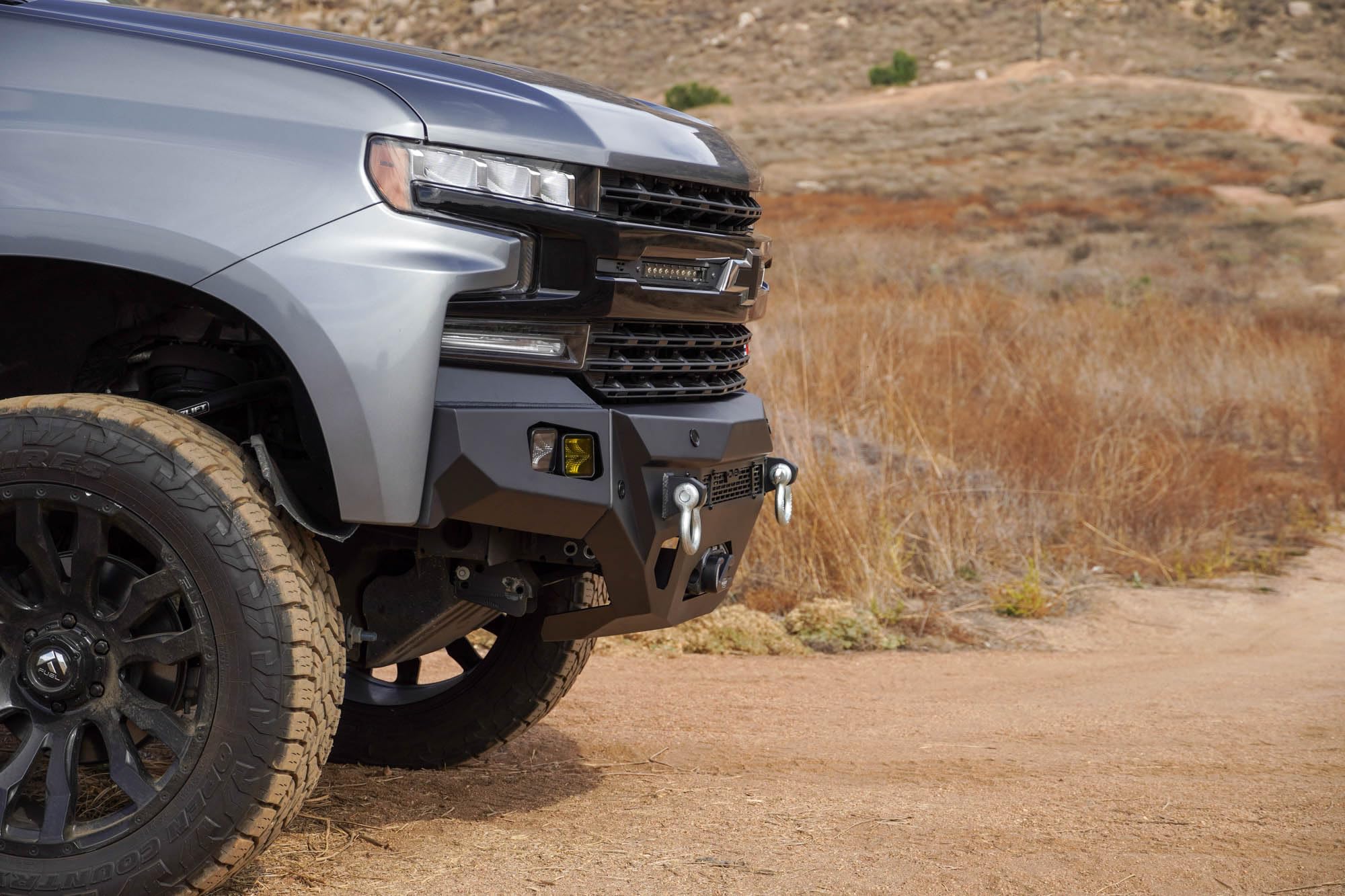 Offroad DV8 Spec Series Front Bumper for the 2019-2021 Chevy Silverado 1500 | Retains Parking Sensors | (2) Dual 3” Pod Light Mounts | 20” Light Bar Mount | D-Ring Mounts