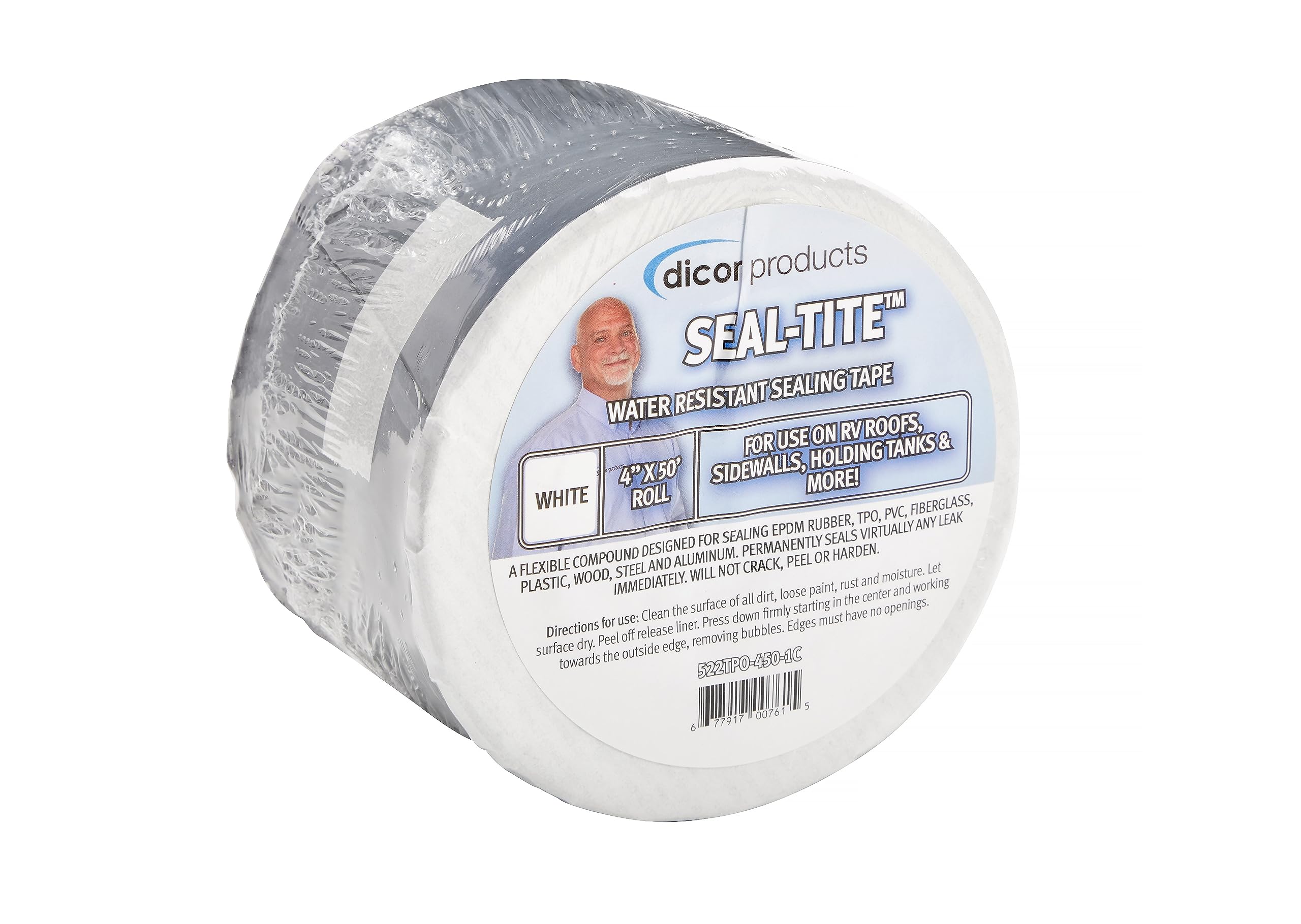 Seal-Tite Dicor 522TPO-450-1C RV, Trailer, Motorhome Sealing Repair Tape - 4" x 50' - White