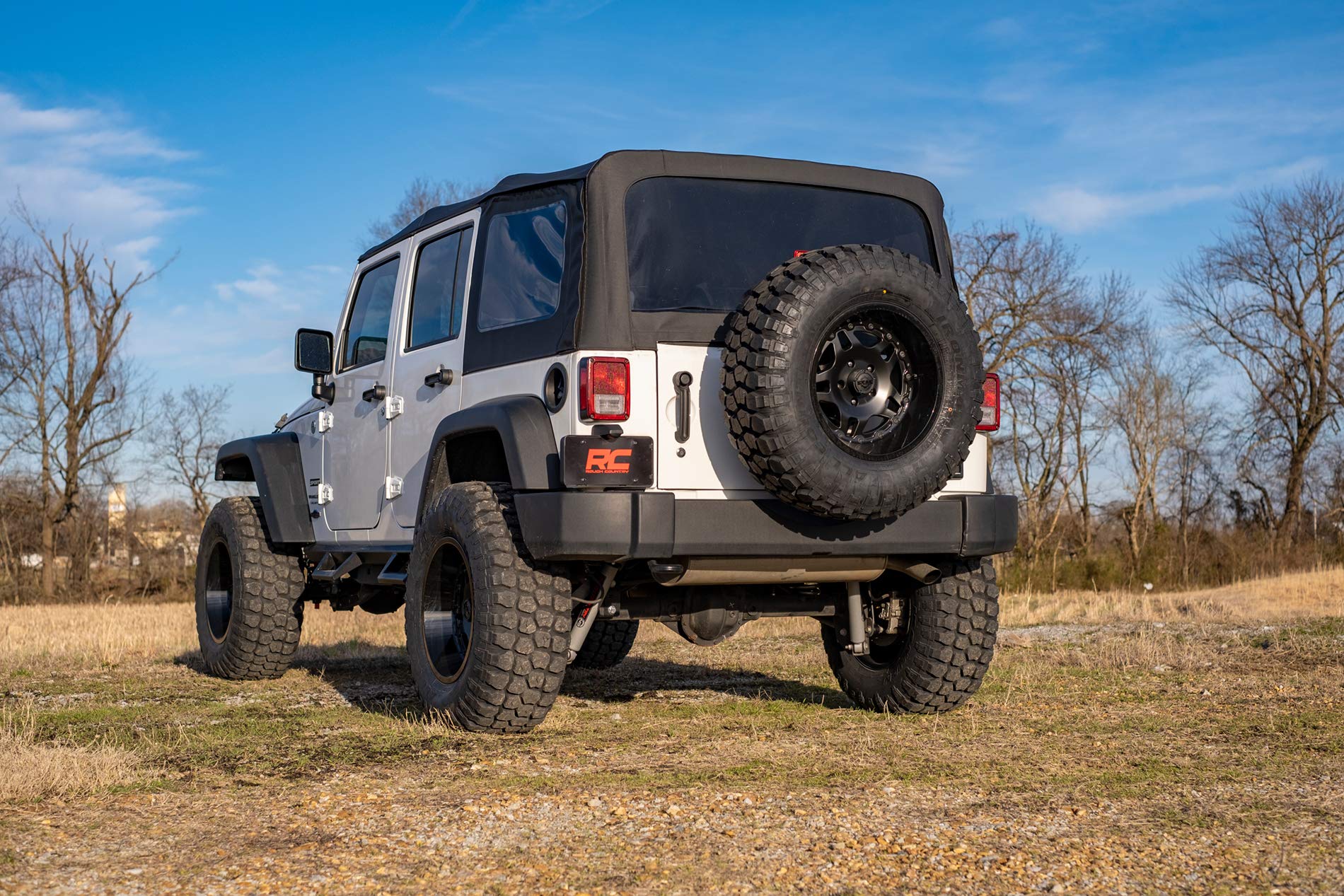 3.25" Rough Country Lift Kit with M1 Shocks for Jeep Wrangler JK Unlimited 4-Door (2007-2018)