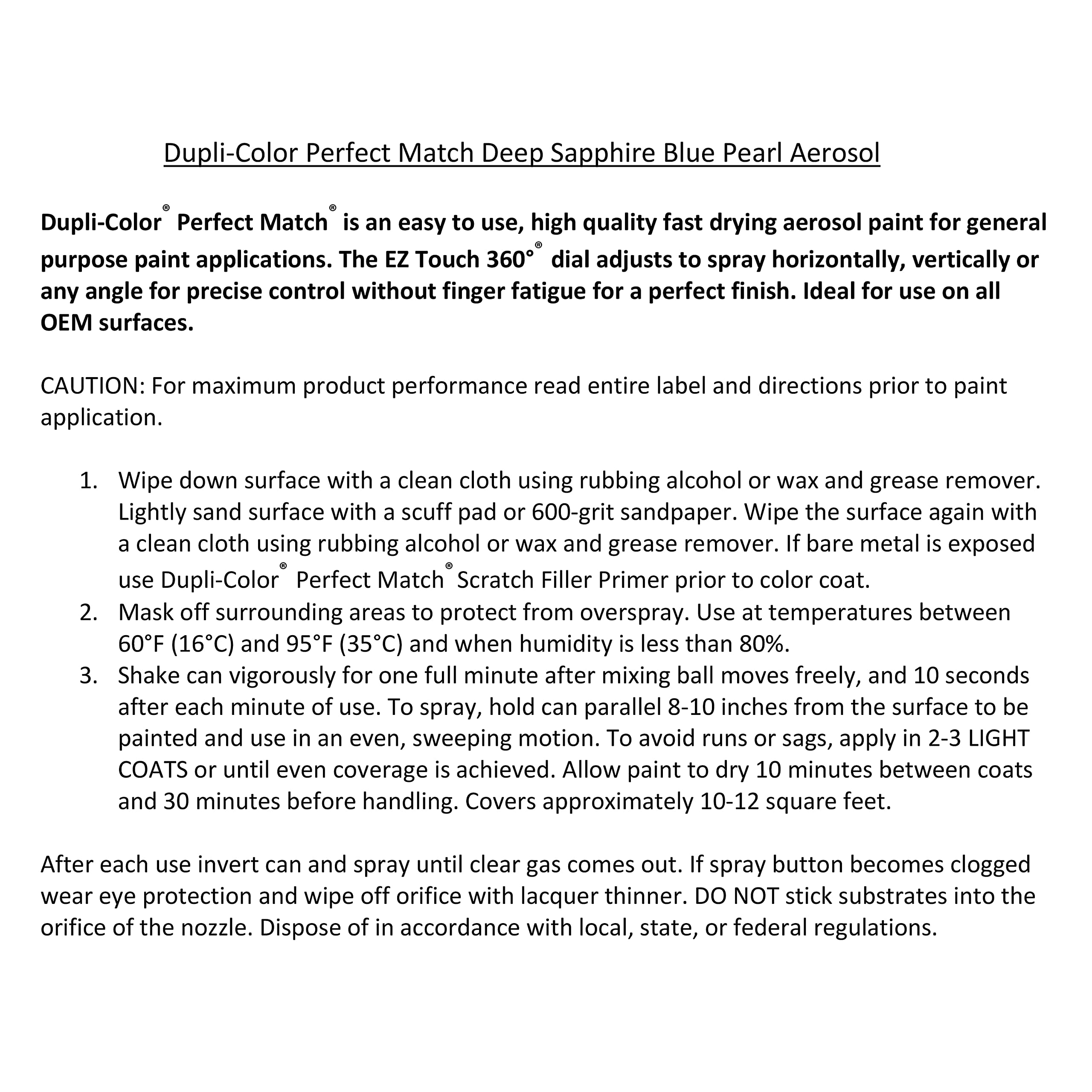 Chrysler Sapphire Blue Pearl Dupli-Color EBCC04067 Perfect Match Automotive Spray Paint – 8 oz. Aerosol Can, PBW/YBW