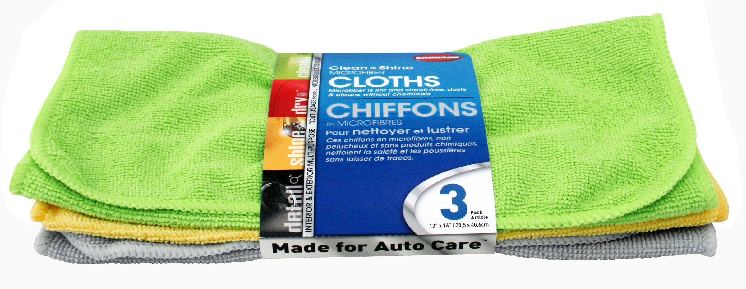 Microfiber Carrand 16" x 16" Towel, 3 Pack (Colors May Vary)
